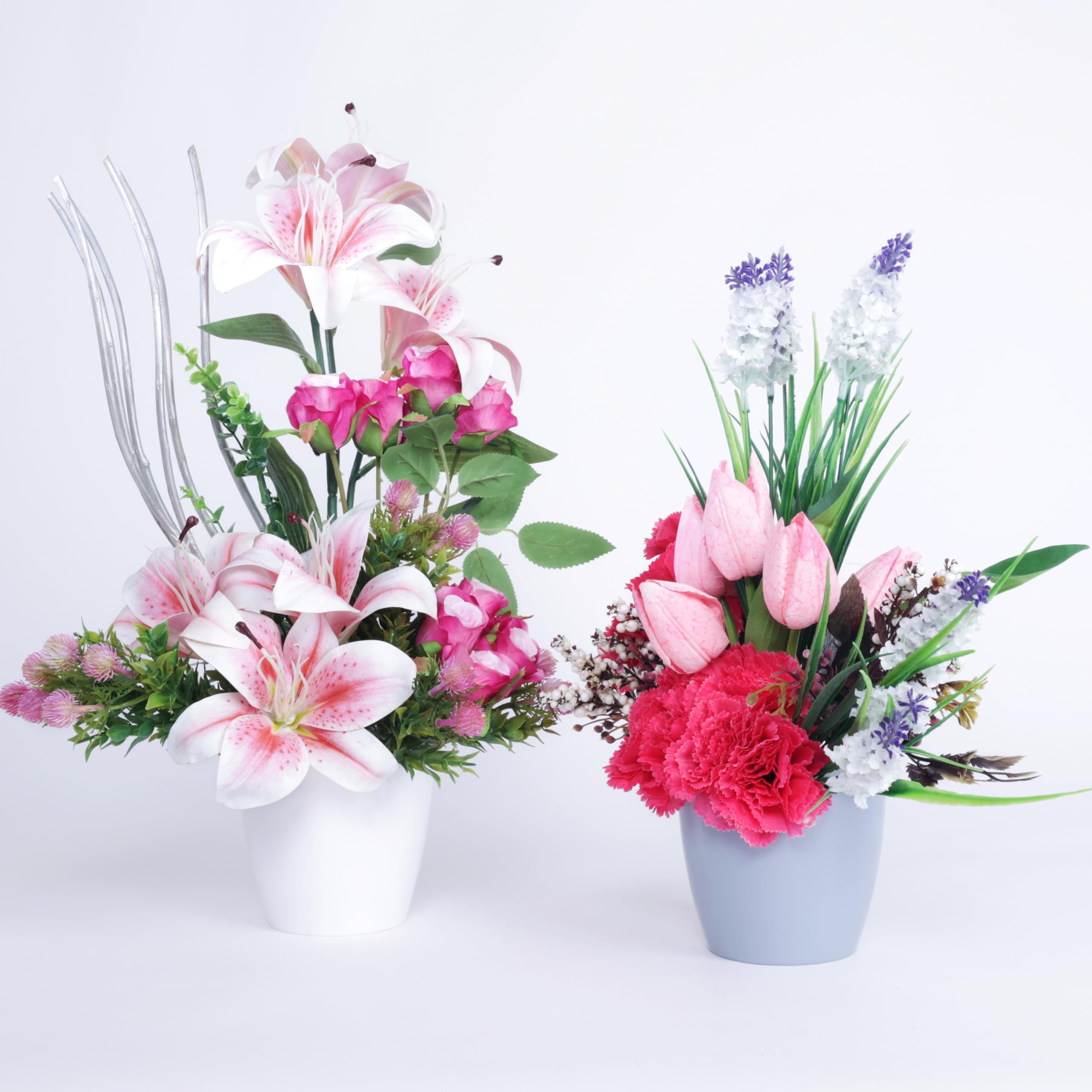At Fleurs Artificial Flowers for Home Flora Decor, Room & Event Decoration Showpiece Centre Table Flower Pots, with Fusion of Pink Orchids, Peony, Red Flowers
