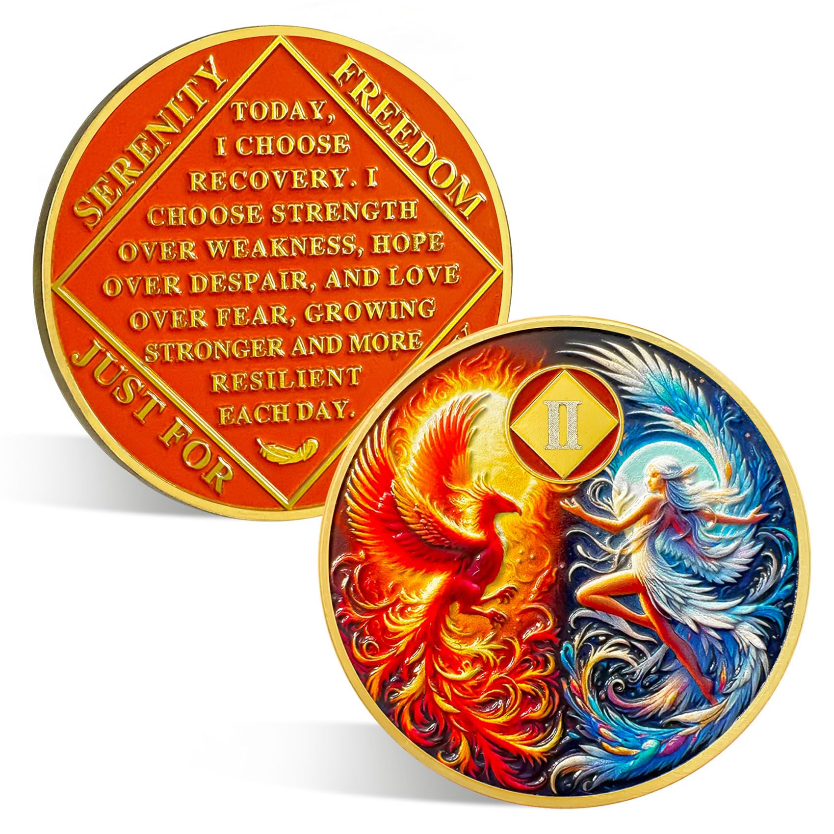 2-Jahres-Na-Medaillon – Phönix-Fee-Nüchternheits-Chip, Sonne und Mond, NA-Münzen und -Medaillons, Genesung, Sucht, Nüchternheits-Token, Affirmation, Narcotics Anonymous-Geschenke