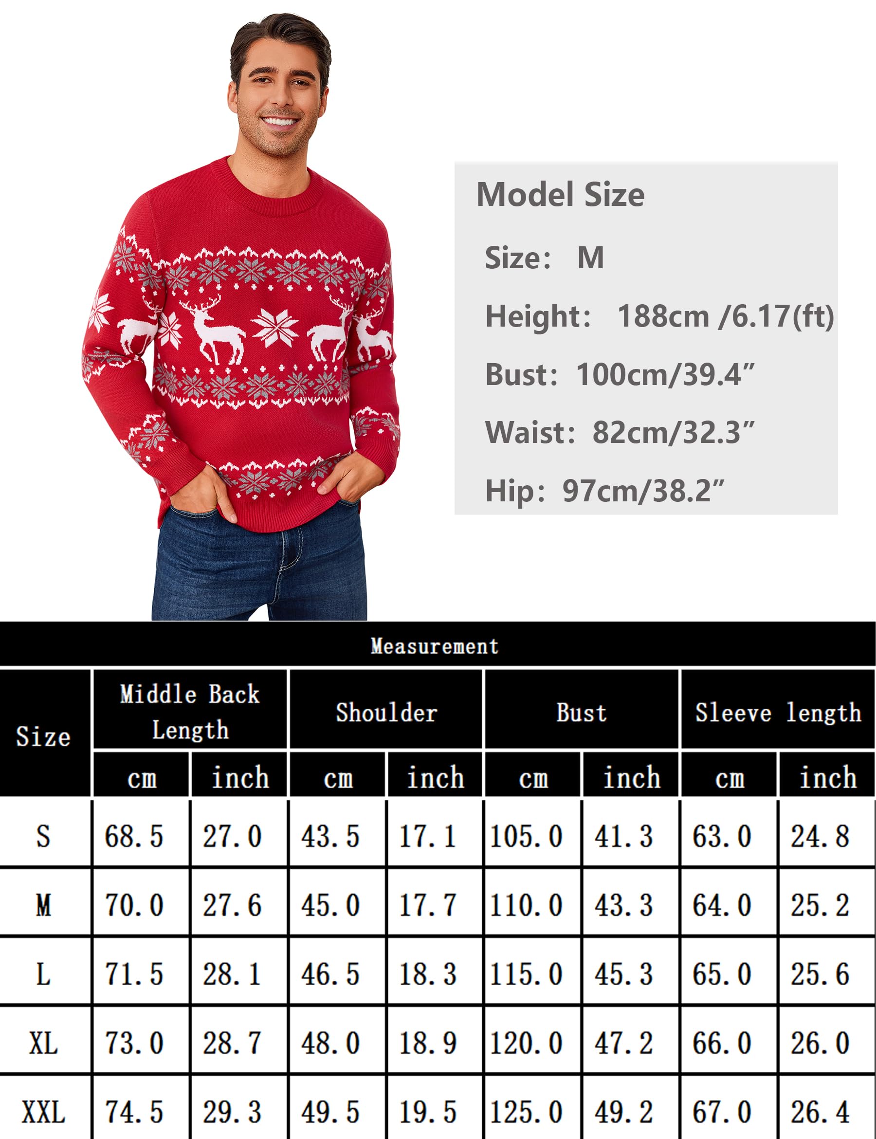 Maglione Natalizio Uomo Maglioni Ugly Sweater Invernale Pullover in Maglieria Felpa Natalizia Manica Lunga S-XXL
