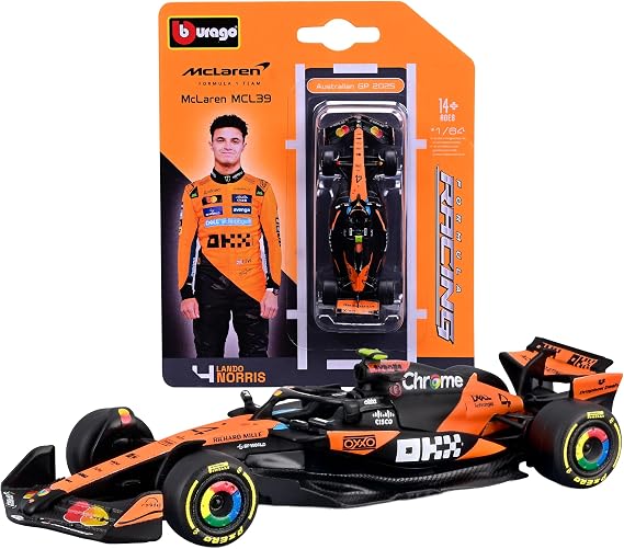 Burago F1 1:64 McLaren Team MCL39 (2025 Australian GP) (#4 Lando Norris)