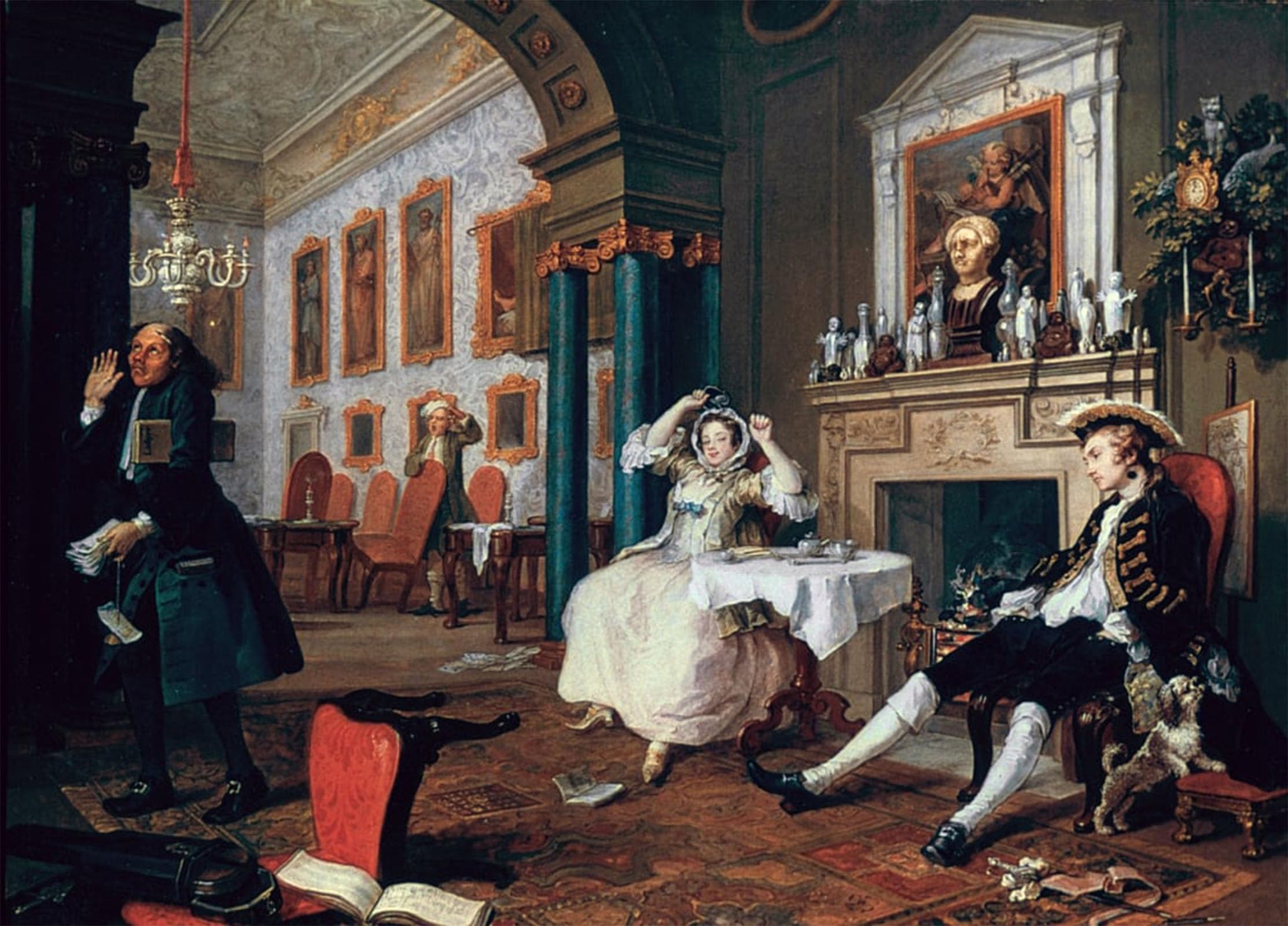 ARTXLXXBN Famous Print Painting Colorful Art Print Marriage A-la-mode the Tete a Tete by William Hogarth Canvas Art Decorations for Home Decor 60x90cm