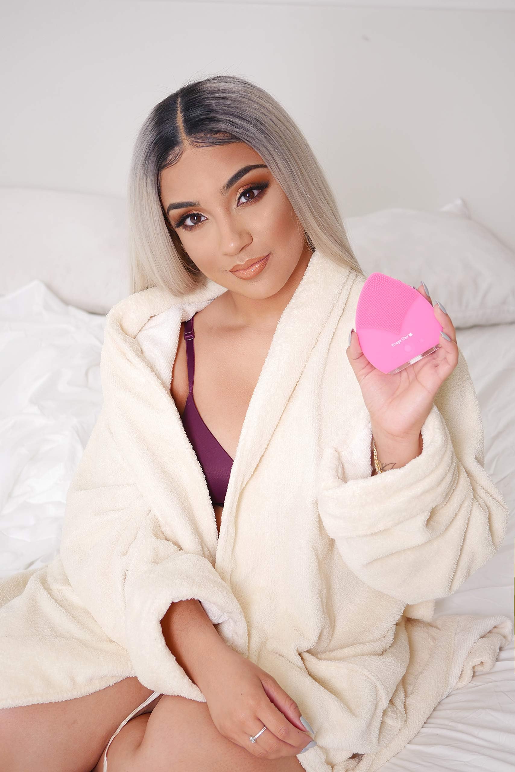 VISAGE CLAIR Sonic Facial Cleansing Brush Silicone,Waterproof For Cleansing, Exfoliating, Scrubber, Anti-Wrinkle,Massage, Waterproof and Rechargeable