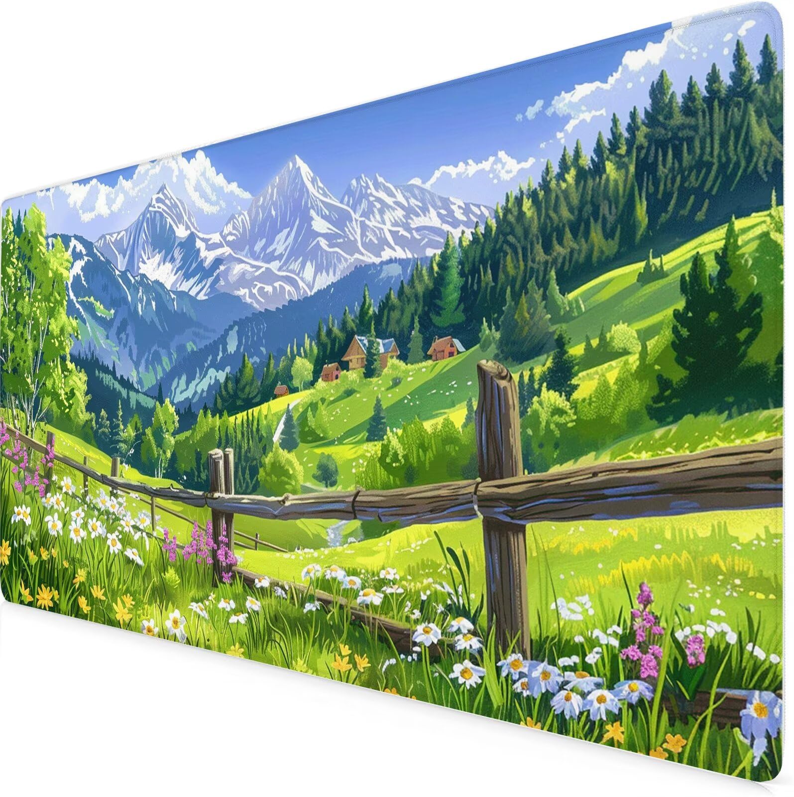 Podkładka pod mysz 1500 x 800 x 3 mm zielona podkładka pod biurko łąka antypoślizgowa wodoodporna, zmywalna gumowa podstawa, ulepszona szybkość i precyzja, podkładka pod mysz do ochrony biura