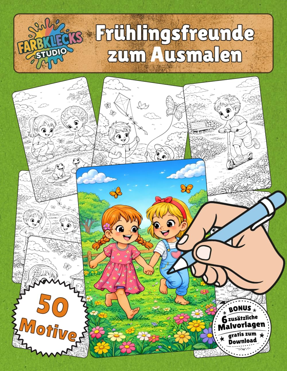 Frühlingsfreunde zum Ausmalen – Kinder-Malbuch mit 50 fröhlichen Motiven für Kinder von 5–8 Jahren: Kreativer Malspaß für Vorschul- und Grundschulkinder mit Bonus-Download