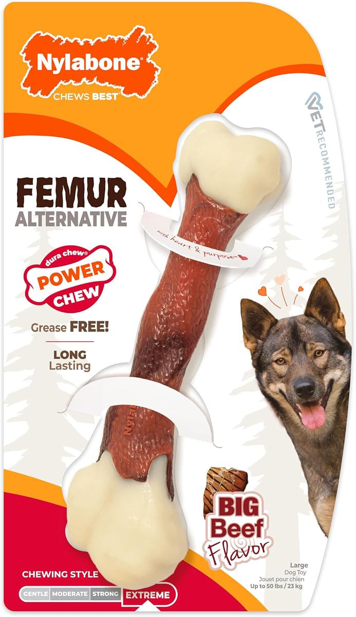 Femur Bone Alternative Power Chew Toy for Dogs, Dog Toys for Aggressive Chewers, Beef Flavor, Large - Up to 50 lbs, 1 Count | For aggressive chewers up to 50 lb, 1 count