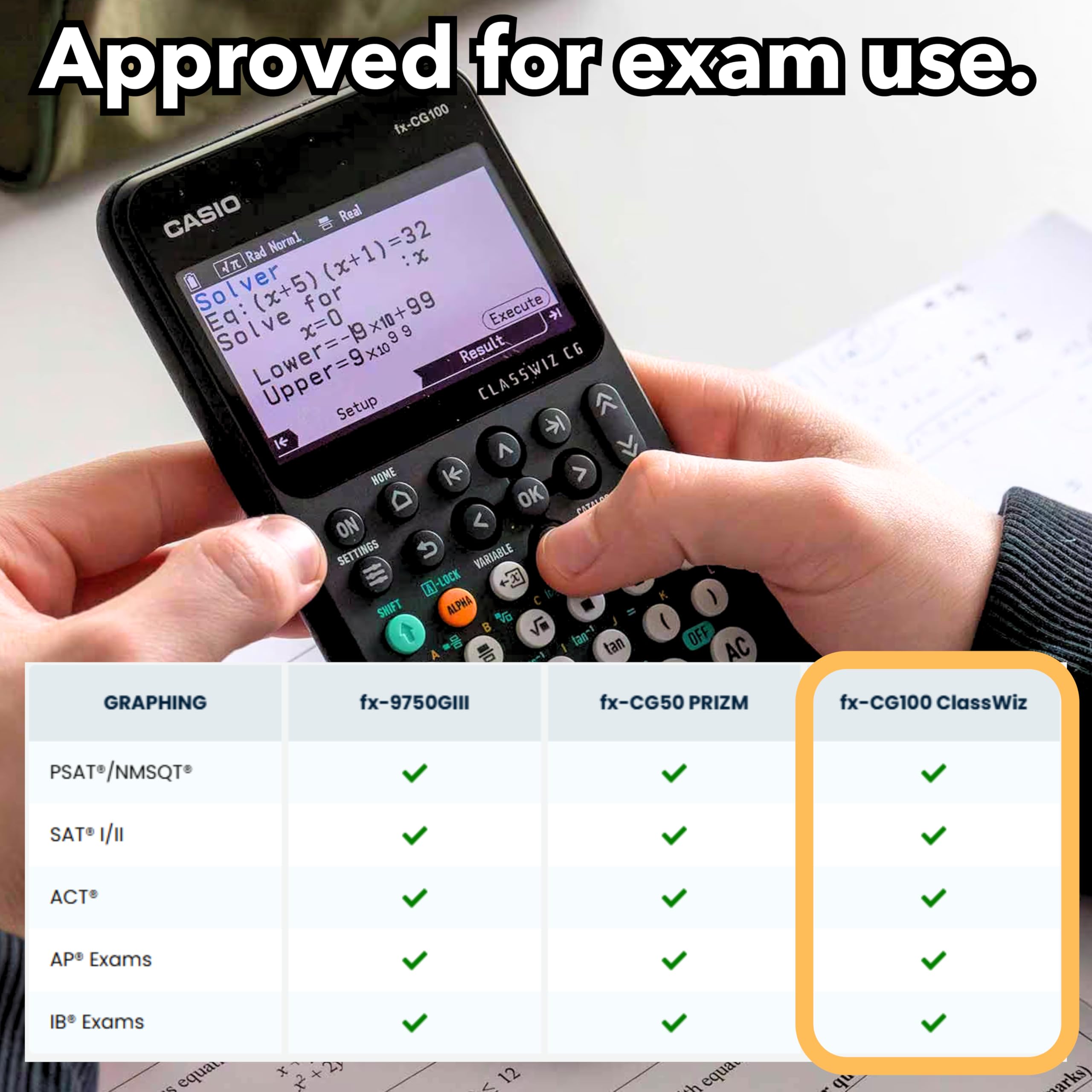 Casio fx-CG100 ClassWiz® - Calculadora gráfica a Color con gráfico 3D y Python | Pantalla Grande de Alta resolución, Funciones básicas y avanzadas | Ideal para exámenes, Stem, programación y Avanzada