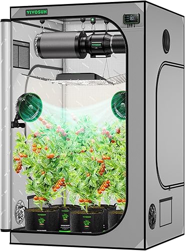 Miniatura 21 de VIVOSUN - Tienda de cultivo S448 de mylar superreflectante, ventana de observación, base con bandeja y de 48 in x 48 in x 80 in y 4 x 4 ft