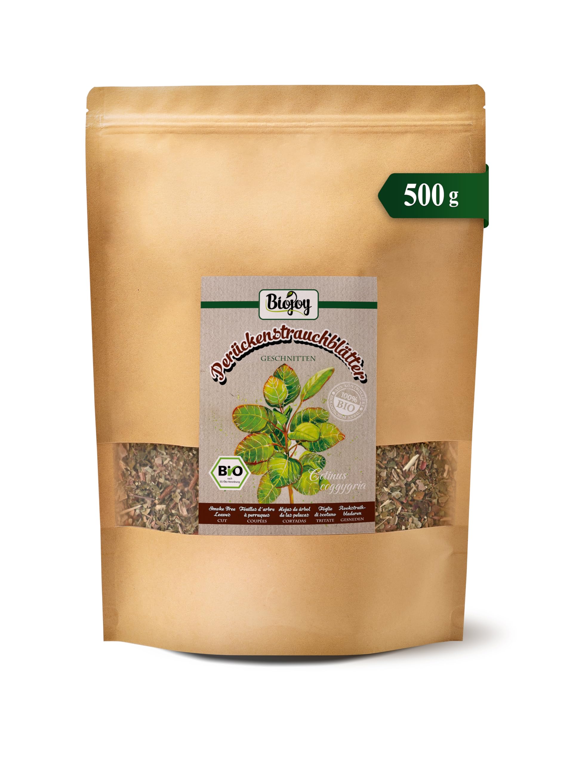 Biojoy BIO Liście perukowca, suszone, herbata z perukowca, 500 g | Herbata ziołowa sypka, cięte, Cotinus coggygria L.