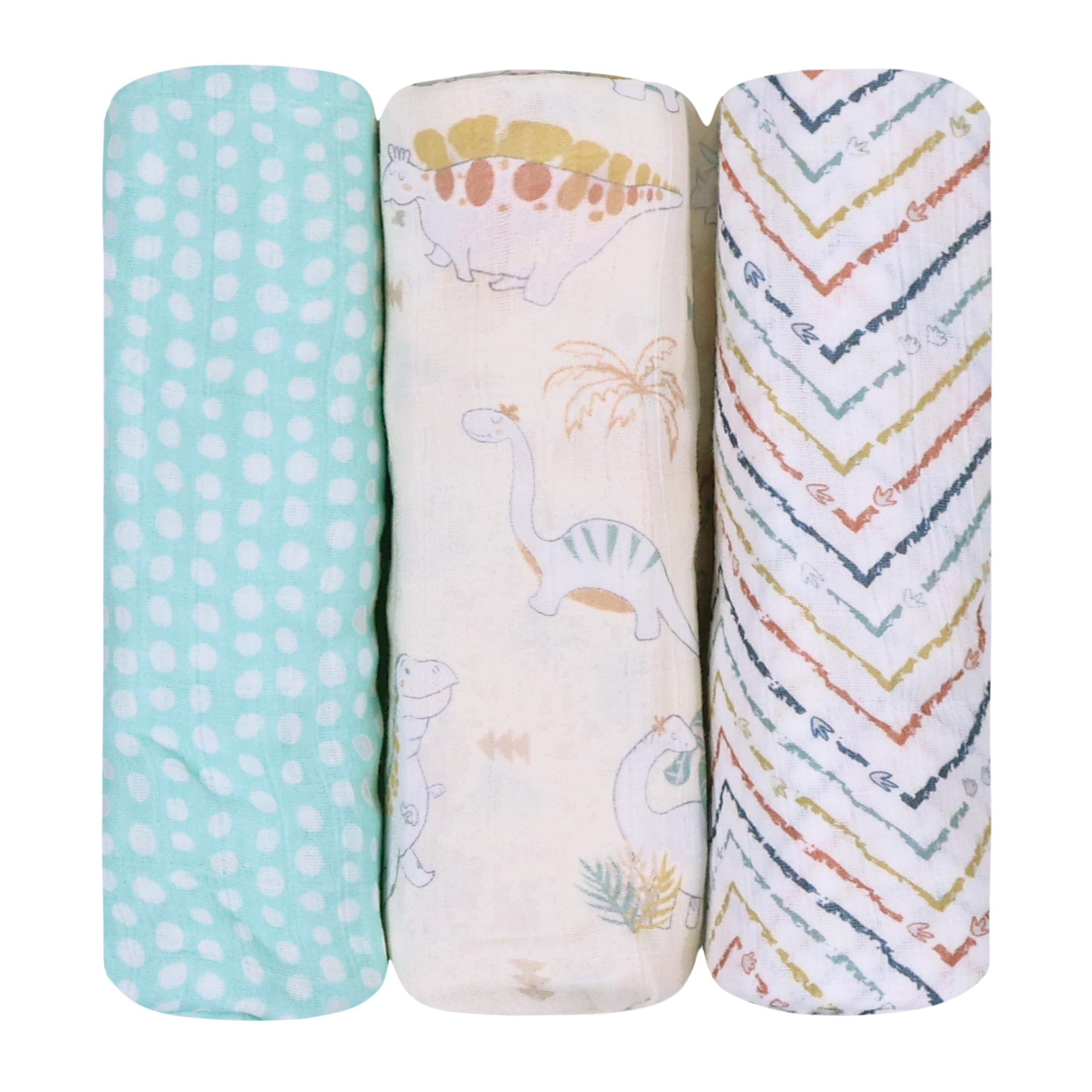 abracadabra Cotton Muslin Swaddle Wraps for New Born Baby, 0-18 M+ (110 cm X 110 cm, Pack of 3) - Dino-image-15