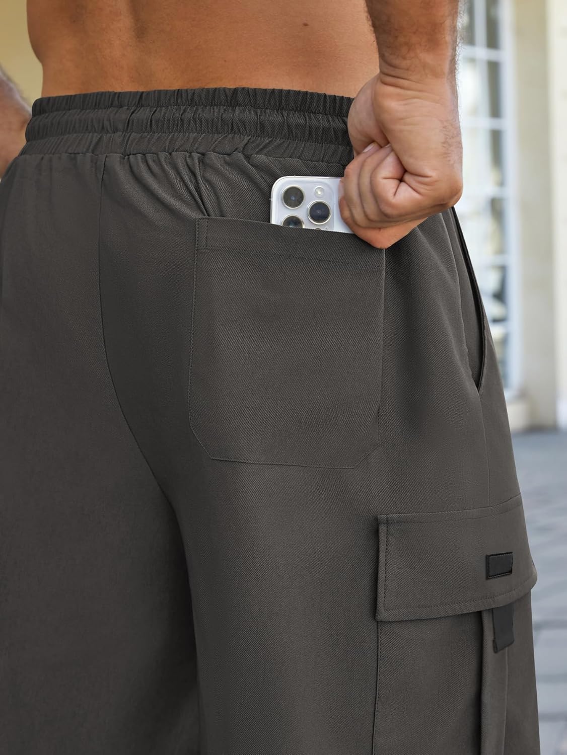 Hardaddy Men's Casual Stretch Cargo Shorts Classic Drawstring Elastic Waist Relaxed Fit Work Short with 5 Pockets