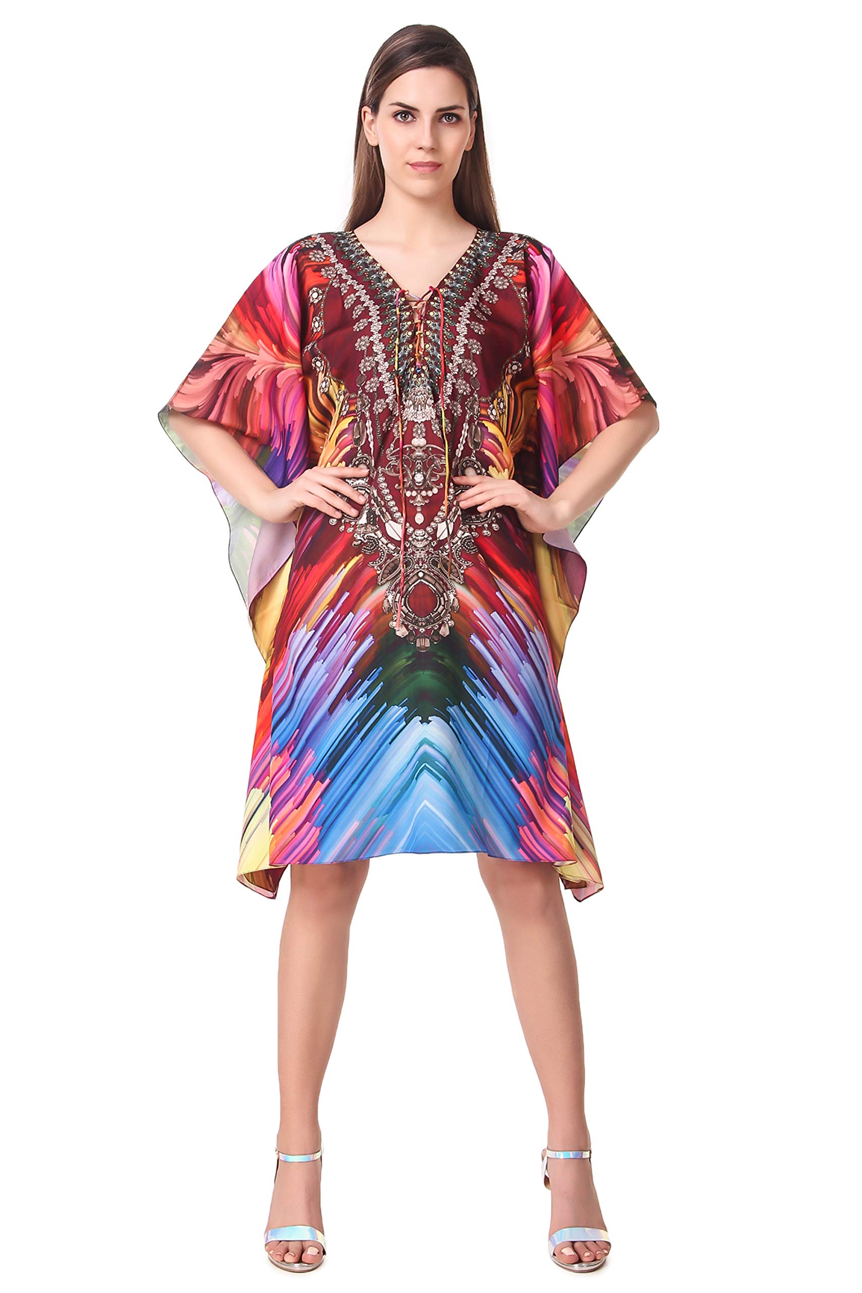 curvshape Short Brown Digital Printed | Crepe Kaftan | Vacation Wear | Beach Wear | Coverups | Kaftan Dress | For Women | Free Size [M-3XL]-picture-53