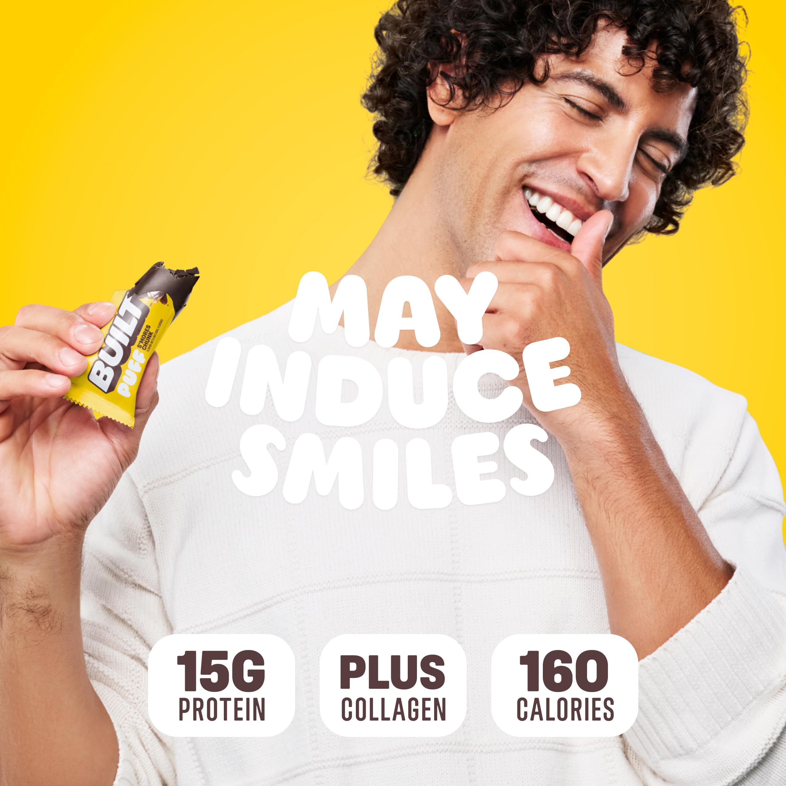 BUILT Bar Puff Protein Bars - Variety Pack - 15-17g Protein Snack Bars with Collagen - Calorie Conscious & Gluten Free - 12 Count, Variety May Vary: S'mores Chunk Puff