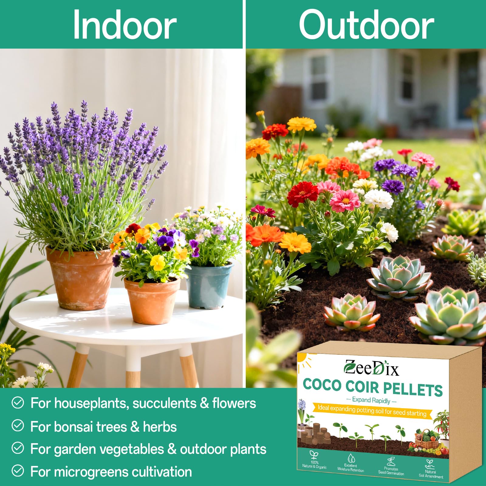 ZeeDix 100 piezas (30 mm) de tierra comprimida de fibra de coco para macetas, fibra de coco mediana, tierra de coco para plantar en interiores o exteriores, bonsái, hierbas, plantas, flores y verduras
