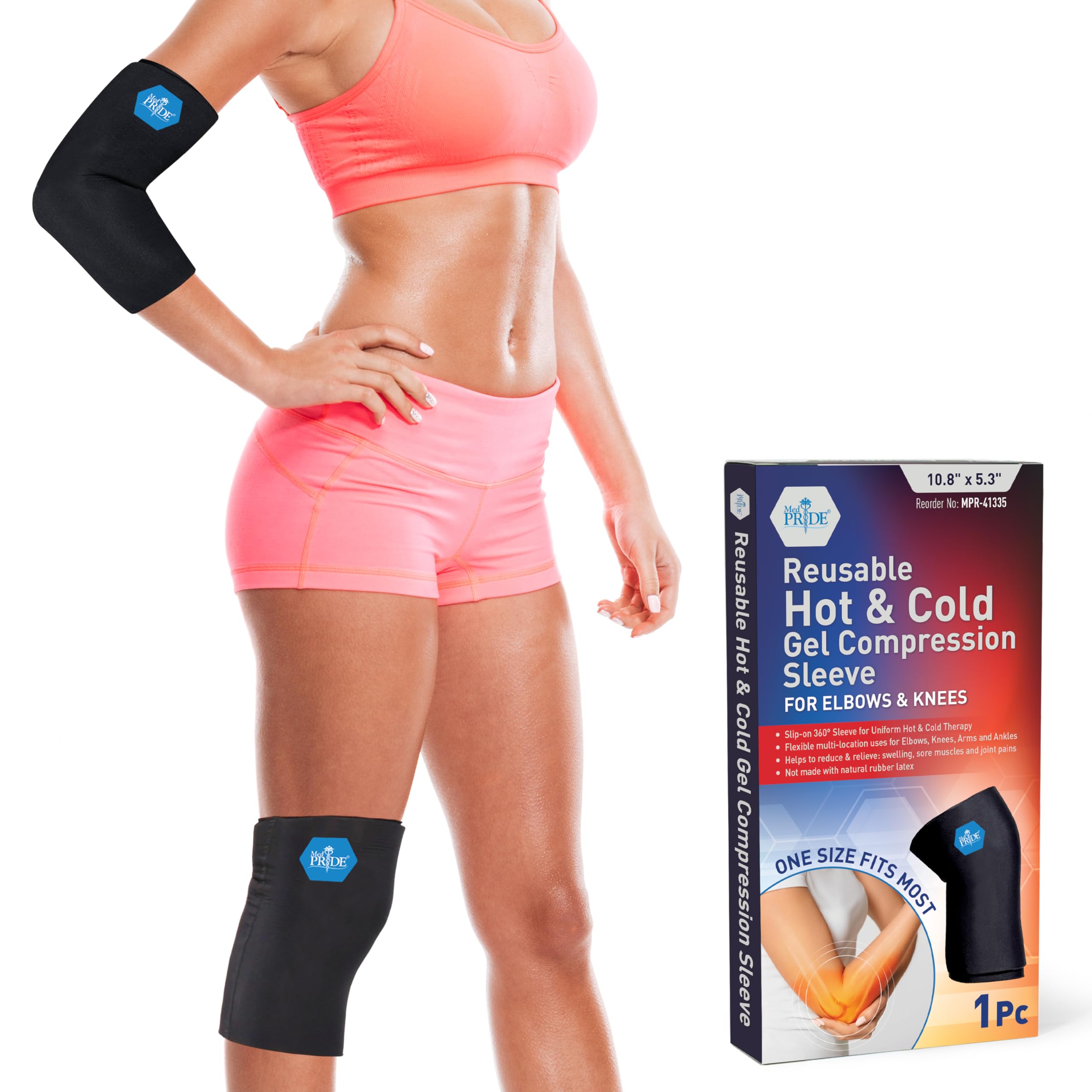 MED PRIDE Gel Compression Sleeve for Elbow, Knee, Arm, Reusable Hot & Cold Therapy for Pain Relief, Swelling, Injuries, Flexible Fit