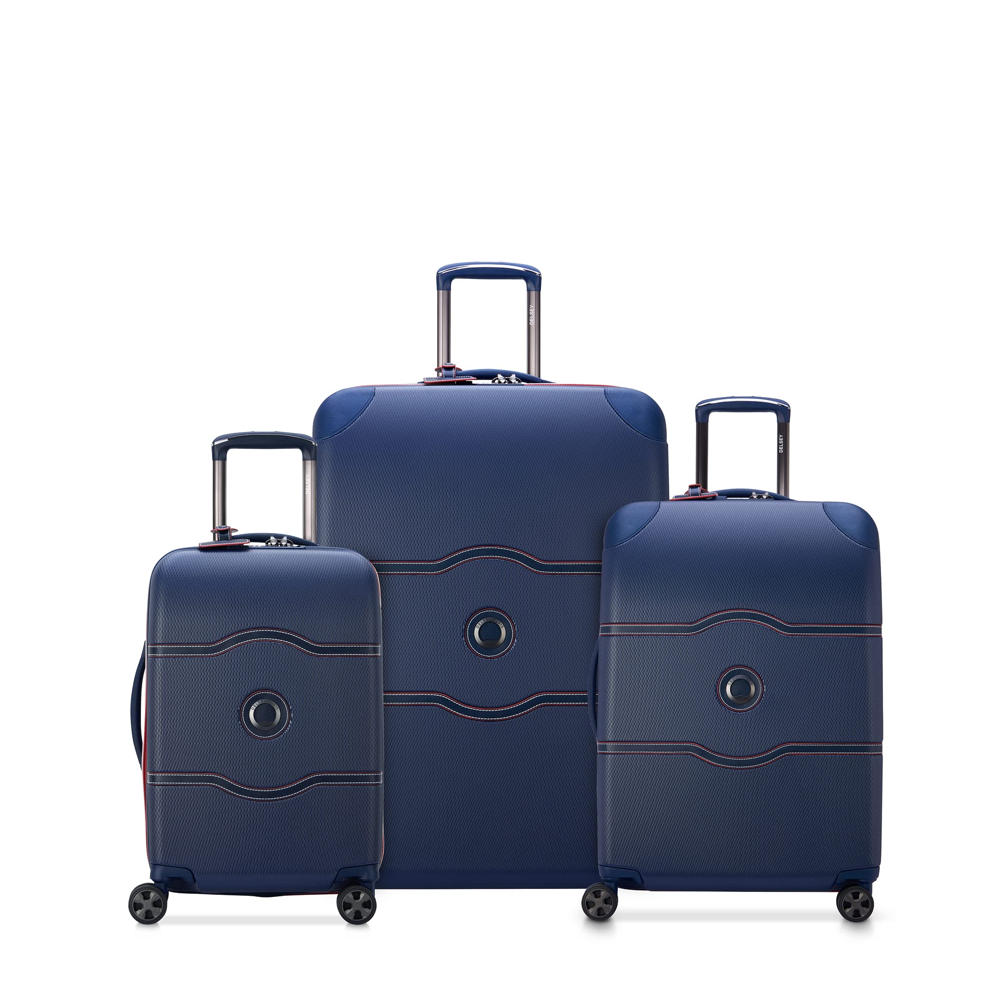 Photo 1 of **INCOMPLETE**DELSEY Paris Chatelet Hardside 2.0 Luggage with Spinner Wheels, Navy, 3 Piece Set 19/24/28 3 Piece Set 19/24/28 Navy