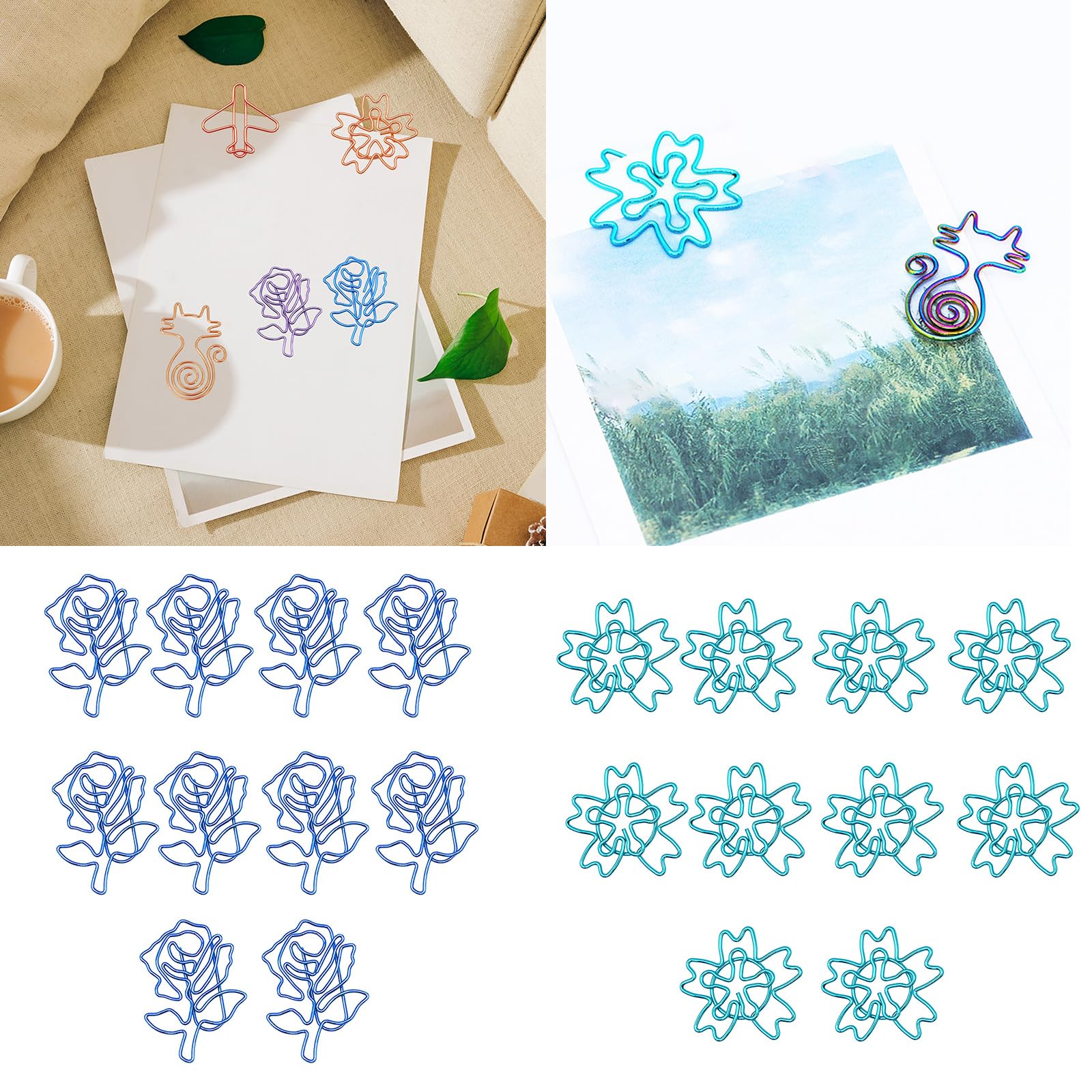 RGYBAO 10Pcs Creative Paper Clip Colorful Paper Clips Small Metal Paper Clips File Clip Book Marker Clip for File Paper Photo