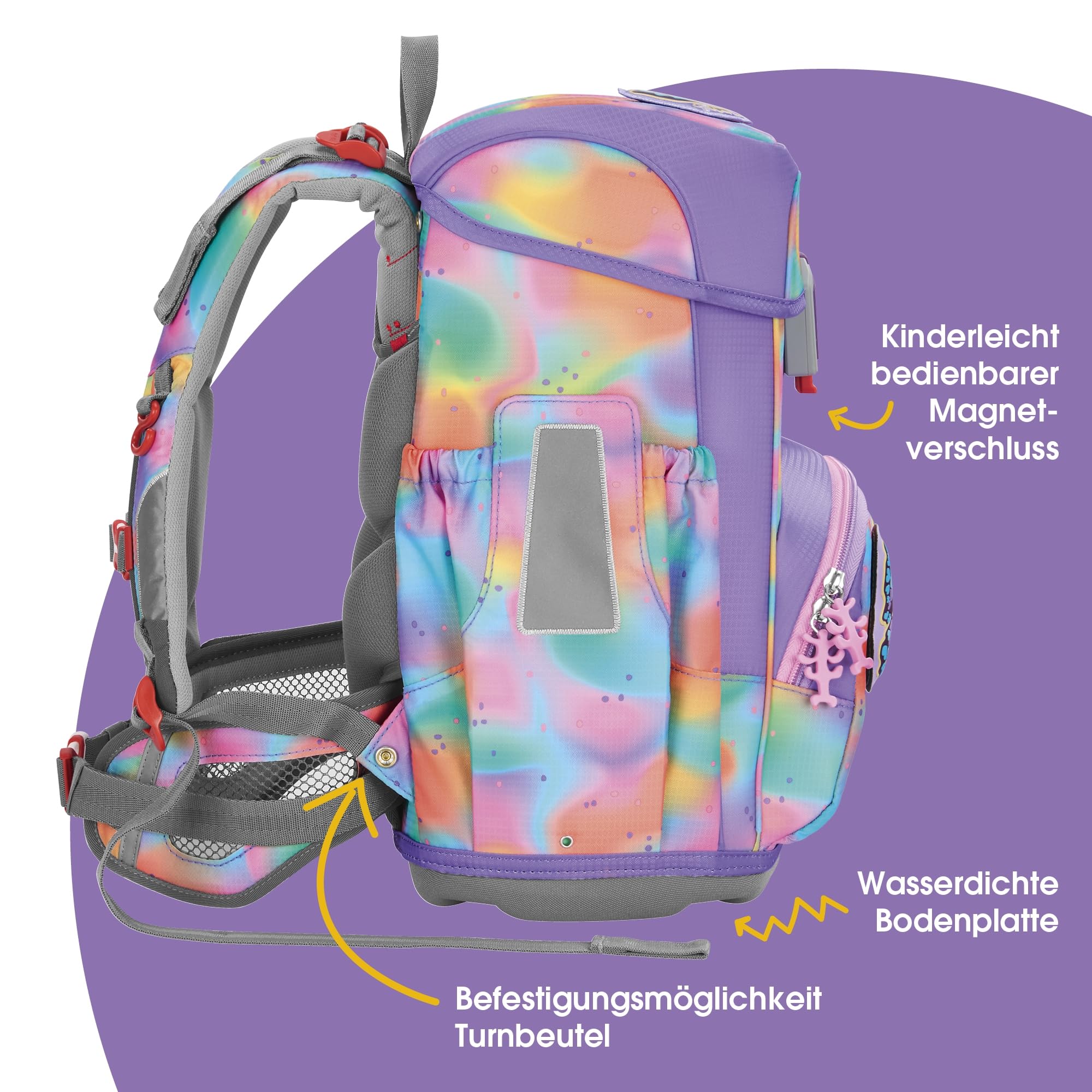 Step by Step Schulranzen-Set Cloud, 5-teilig, ergonomischer Tornister mit Reflektoren, höhenverstellbar mit Hüftgurt, ab der 1. Klasse, 19L