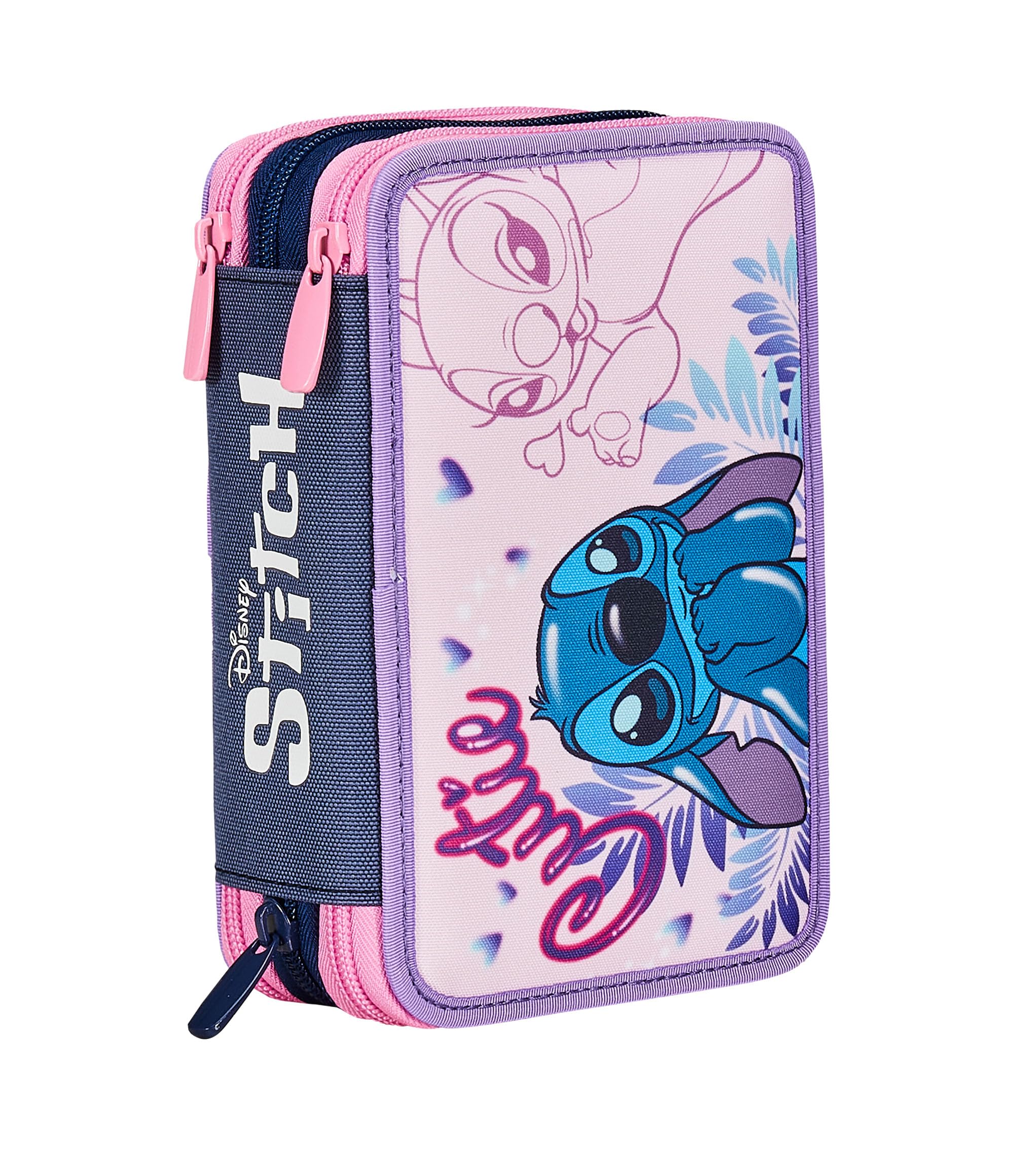 Disney - Estuche Escolar con 3 Compartimentos, Lilo & Stitch - 2CUTE, Multicolor – Portalápices con múltiples Compartimentos con lápices, bolígrafos y Colores, Multicolor, Talla única, Moderno