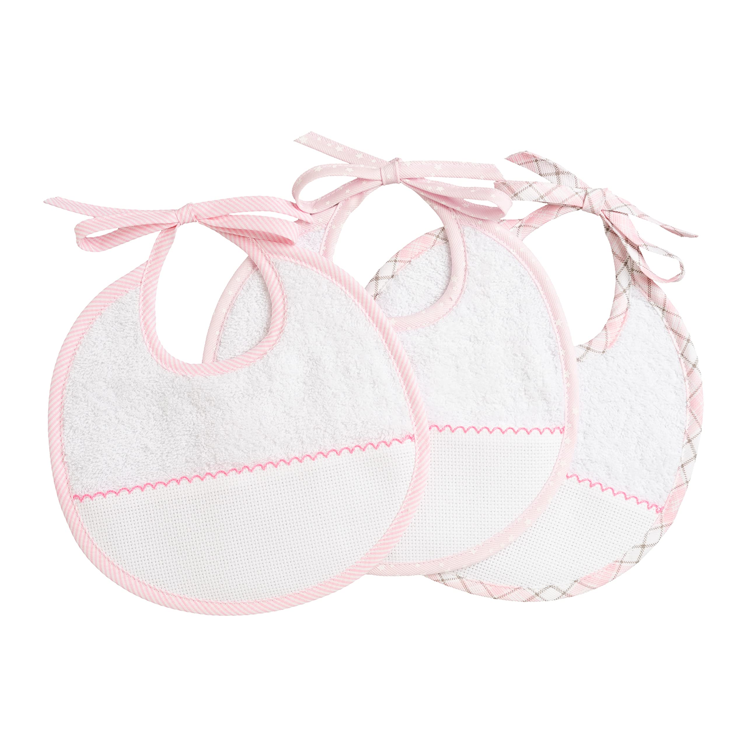 Filet - Set 3 bavaglini neonato da ricamare