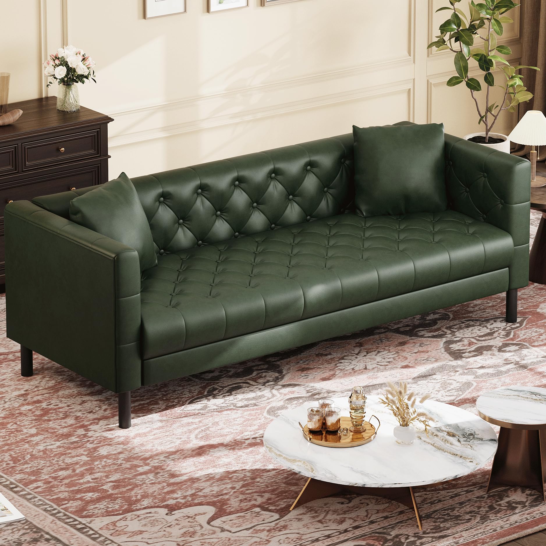 Photo 1 of *INCOMPLETE, MISSING LEGS** IDEALHOUSE Mid Century Leather Chesterfield Sofa