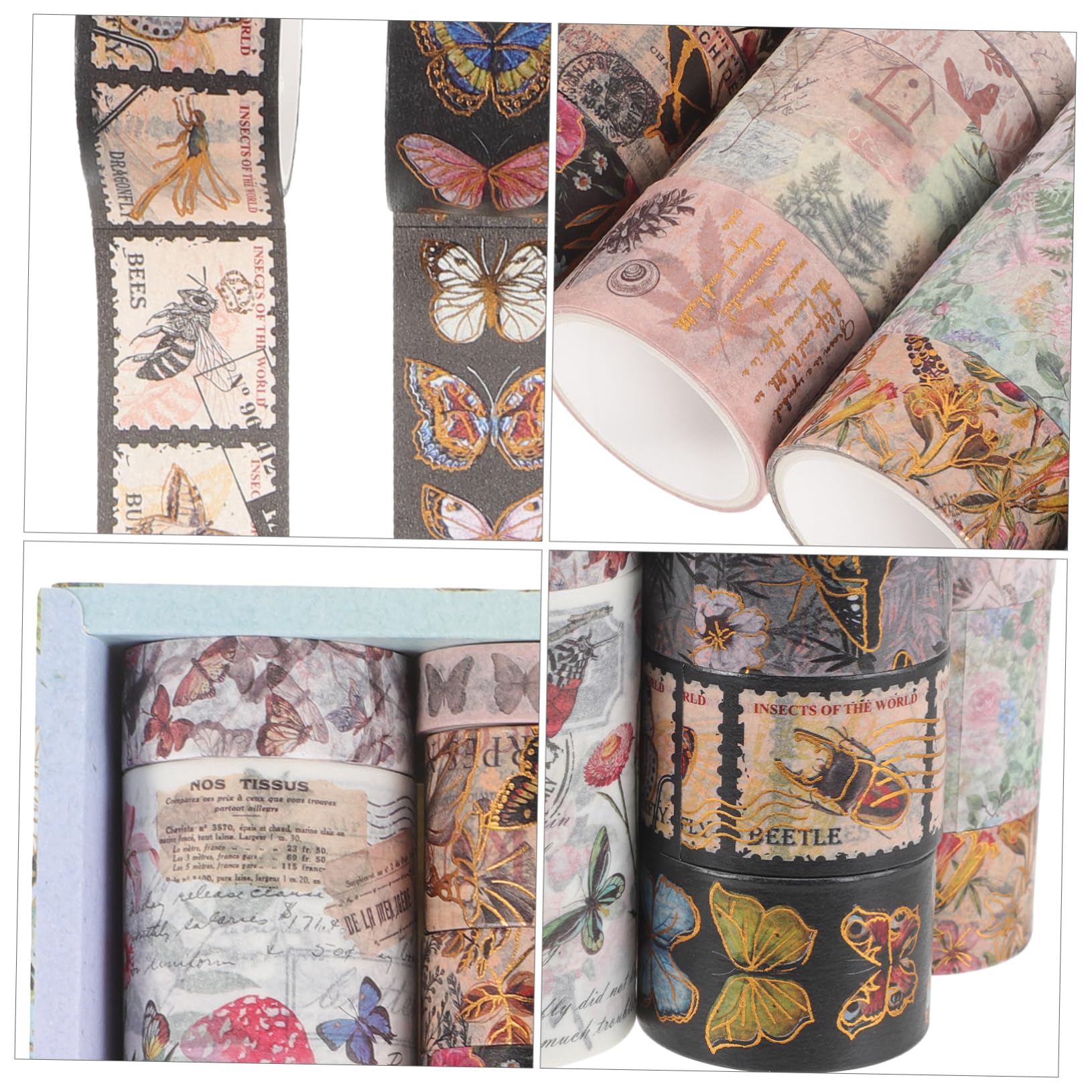 Gadpiparty 5 Sätze Klebestreifen Papier Klebeband Scrapbooking Sammelalbum Dekorativ Blumenklebeband Blumenband Band Mit Blumenmuster Diy -handwerkband Aufkleber 17 Rollen * 5