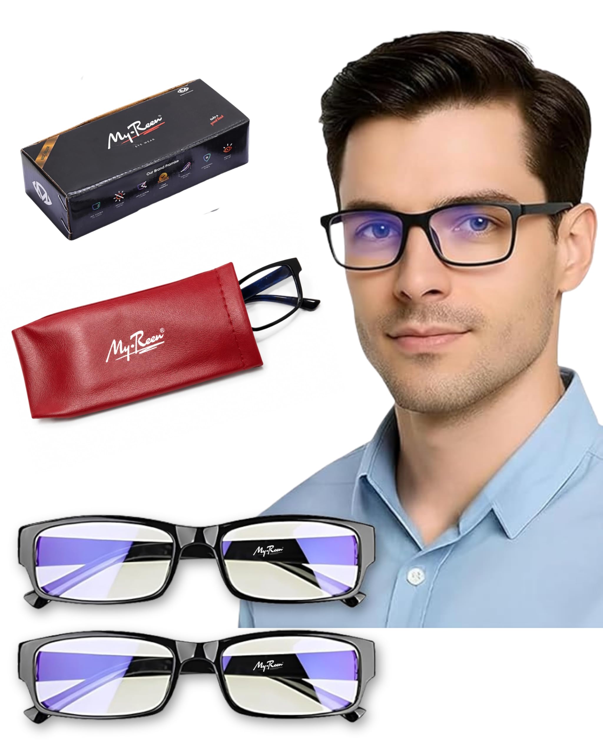 Auto Focus Blue Cut Reading Glasses for Men & Women, Power Range +0.5 to +2.50, Pack of 2-image-49