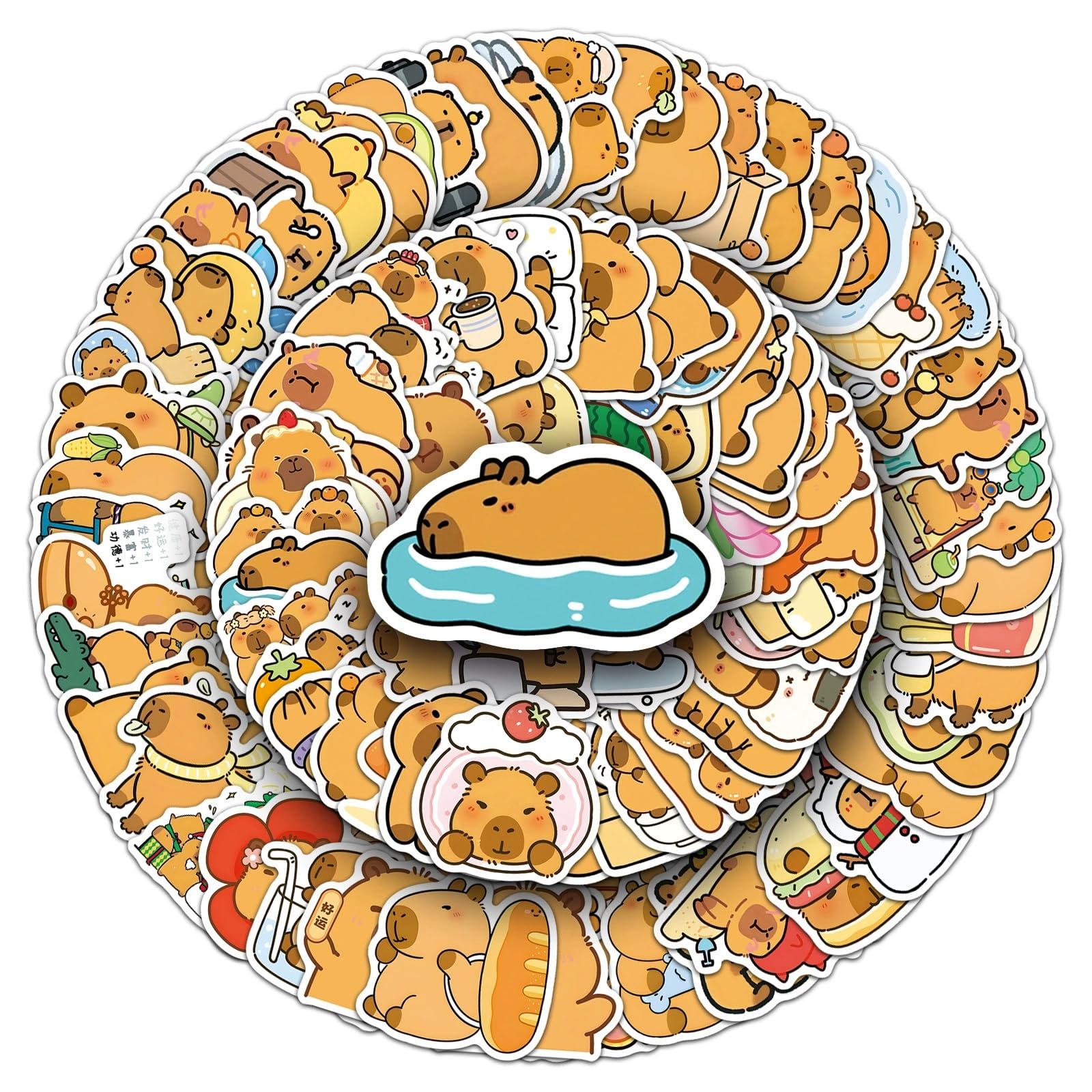 Capybara Stickers for Laptop(100 PCS),Gift for Children Teens Adults Girl Boys,Capybara Waterproof Stickers for Skateboard,Bike,Phone,Computer,Luggage Water Bottle Guitar Motorcycle Suitcase
