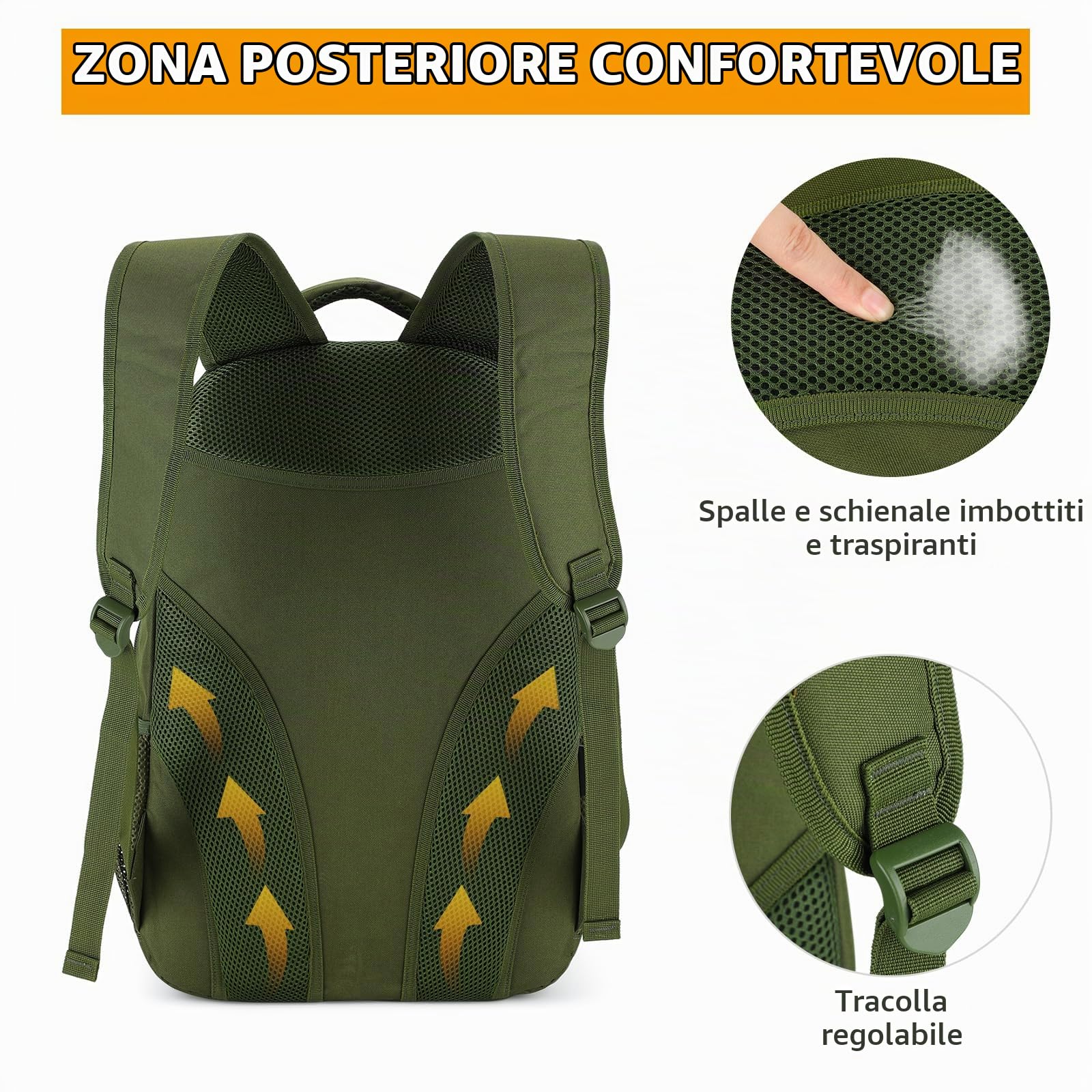 HUNTVP Zaino Militare 15L Zaino Tattico Molle Zainetto Uomo Impermeabile per Pesca Campeggio Casual Viaggio Trekking