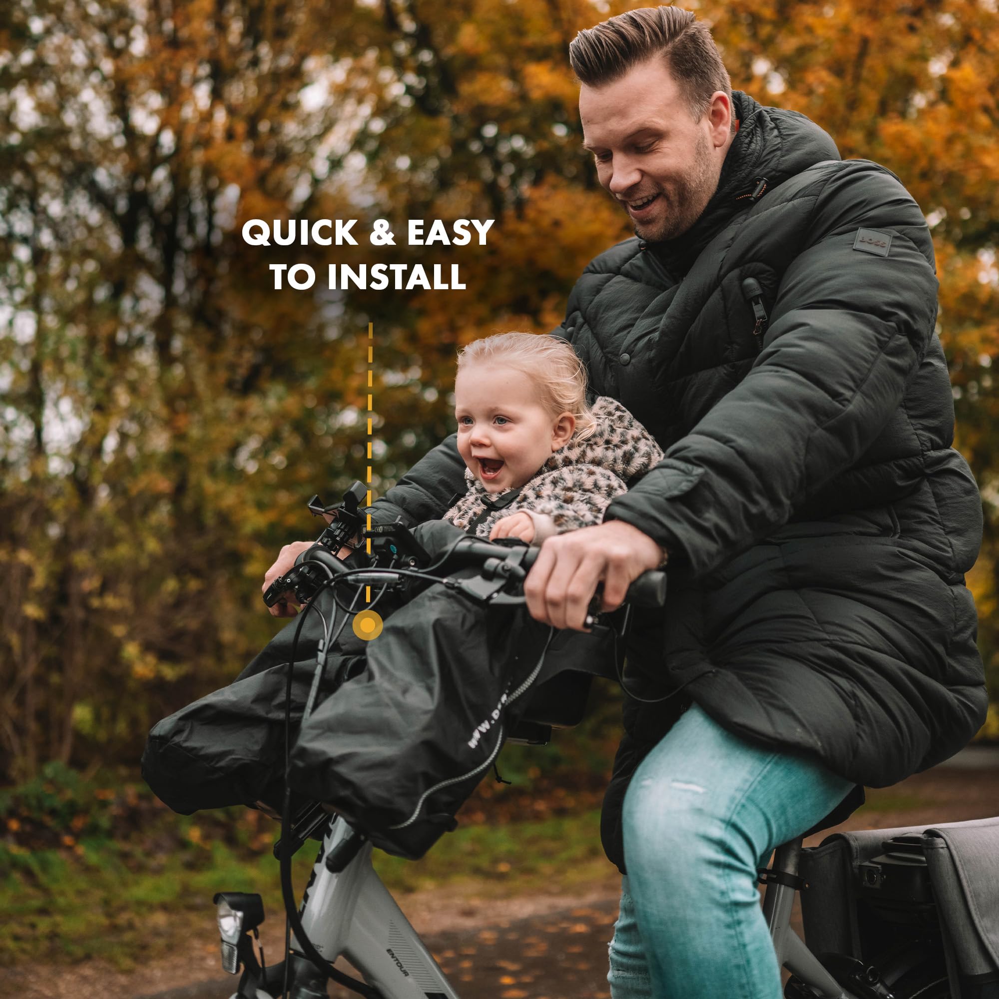 Deryan Bike-a-way Jepp/Mini Seggiolino per bicicletta Copertura antipioggia - giacca calda e giacca a vento + poncho antipioggia