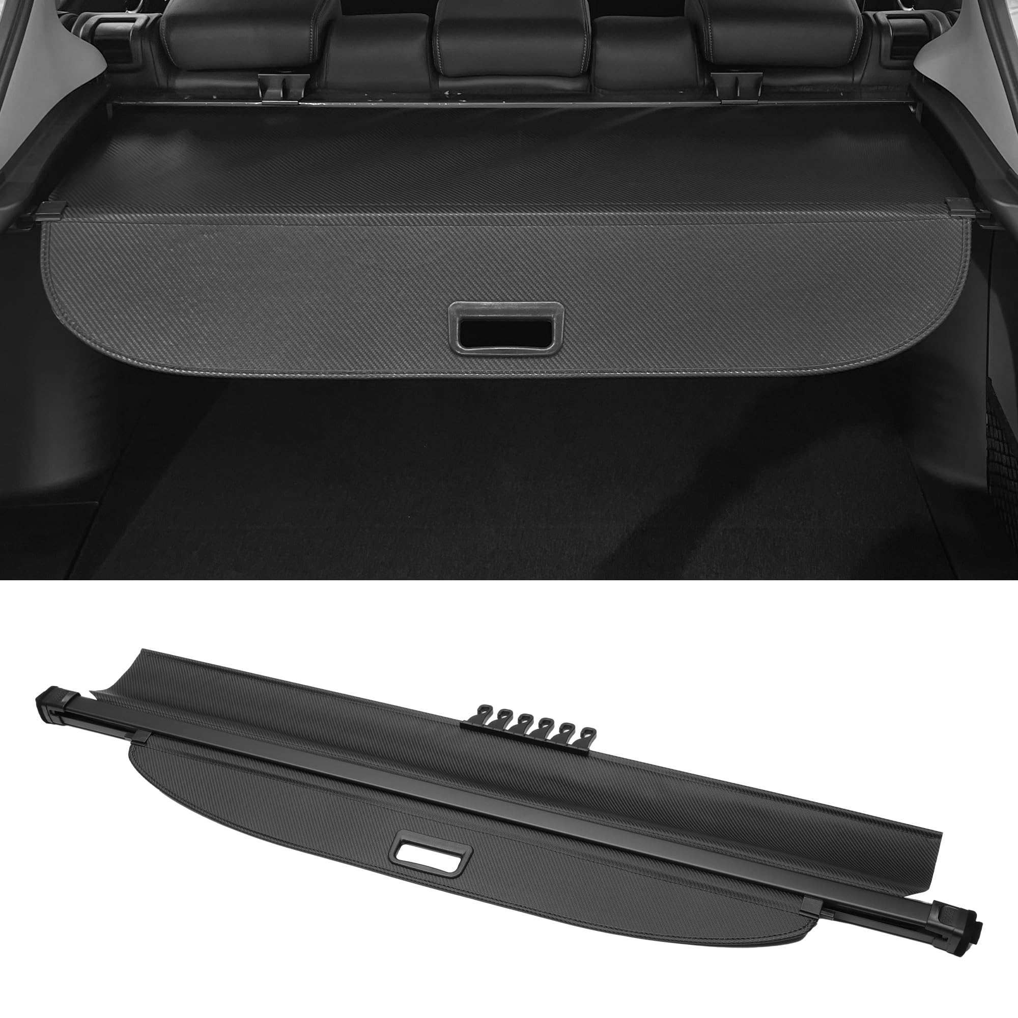 Motoforti Cubierta De Carga Retráctil Para Maletero Para Volvo Xc90 2003-2014 Estante De Equipaje De Maletero Trasero Protector De Seguridad De Sombra Lienzo Fibra De Carbono Negro