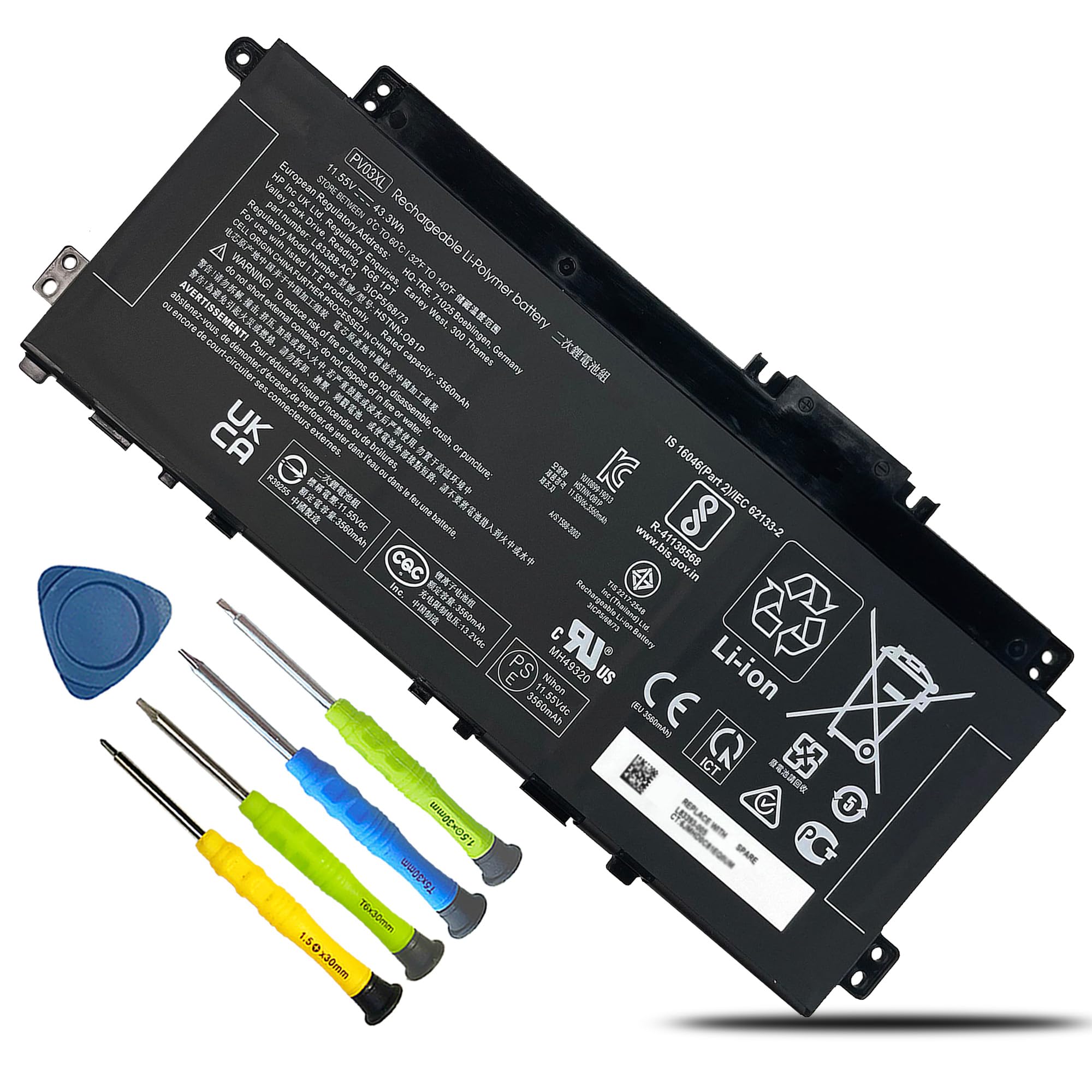 PV03XL PP03XL Battery for HP Pavilion x360 14M-DW 14-DV 14-DW 13-BB 14-DK 15-EH Series 14m-dw0xxx dw0023dx dw1023dx dw1013dx dw0013dx dw1033dx 14-dv0xxx dw0xxx dw1xxx 13-bb0xxx L83388-421 L83393-005