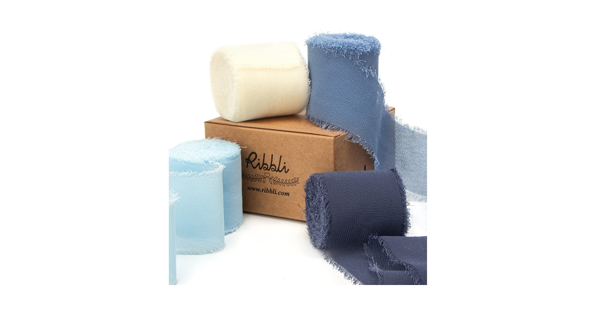 Amazon.com: Ribbli 4 Rolls Dusty Blue Chiffon Ribbon Set