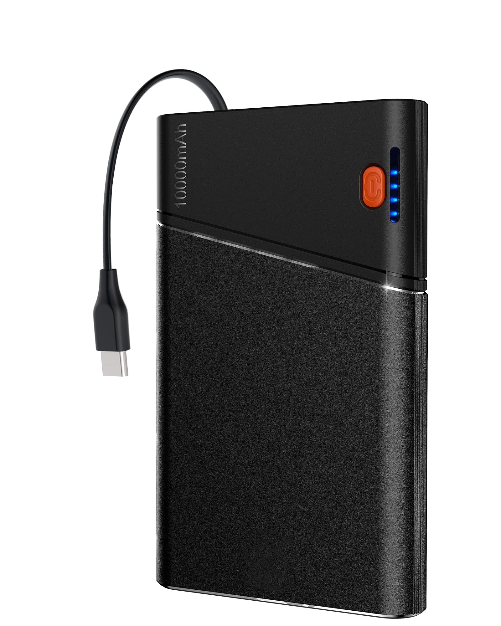 Portable Charger Power Bank, 10000mAh 22.5W PD Super Fast Charging Powerbank with Built-in USB C in&Out Cable, Slim External Phone Battery Pack for iPhone 17/16/15 iPad Samsung S24 Android etc