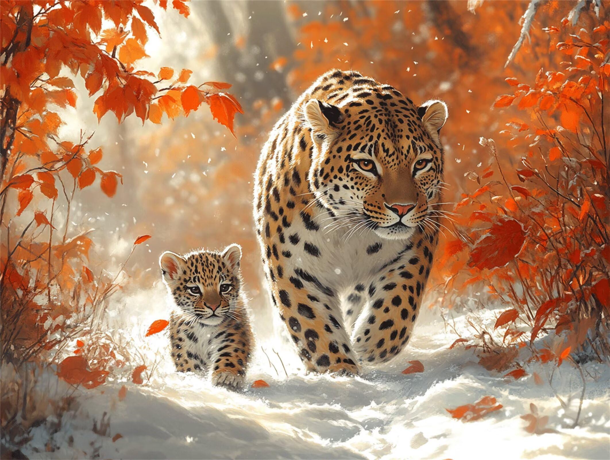 Puzzle dla dorosłych 4000, Leopard Winter, 141x87cm, n-4