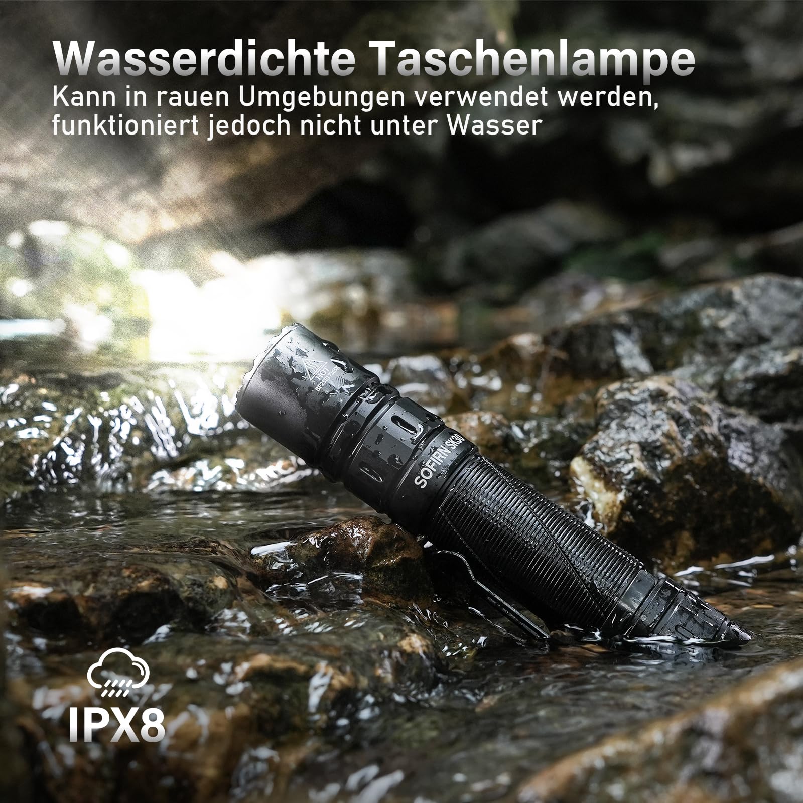 Sofirn SK30 Taschenlampe Led Aufladbar USB C 3000 Lumen Taktische Taschenlampe Extrem Helle mit 6 Lichtmodi,392M max,mit batterie für EDC Notfall Outdoor Camping Suche
