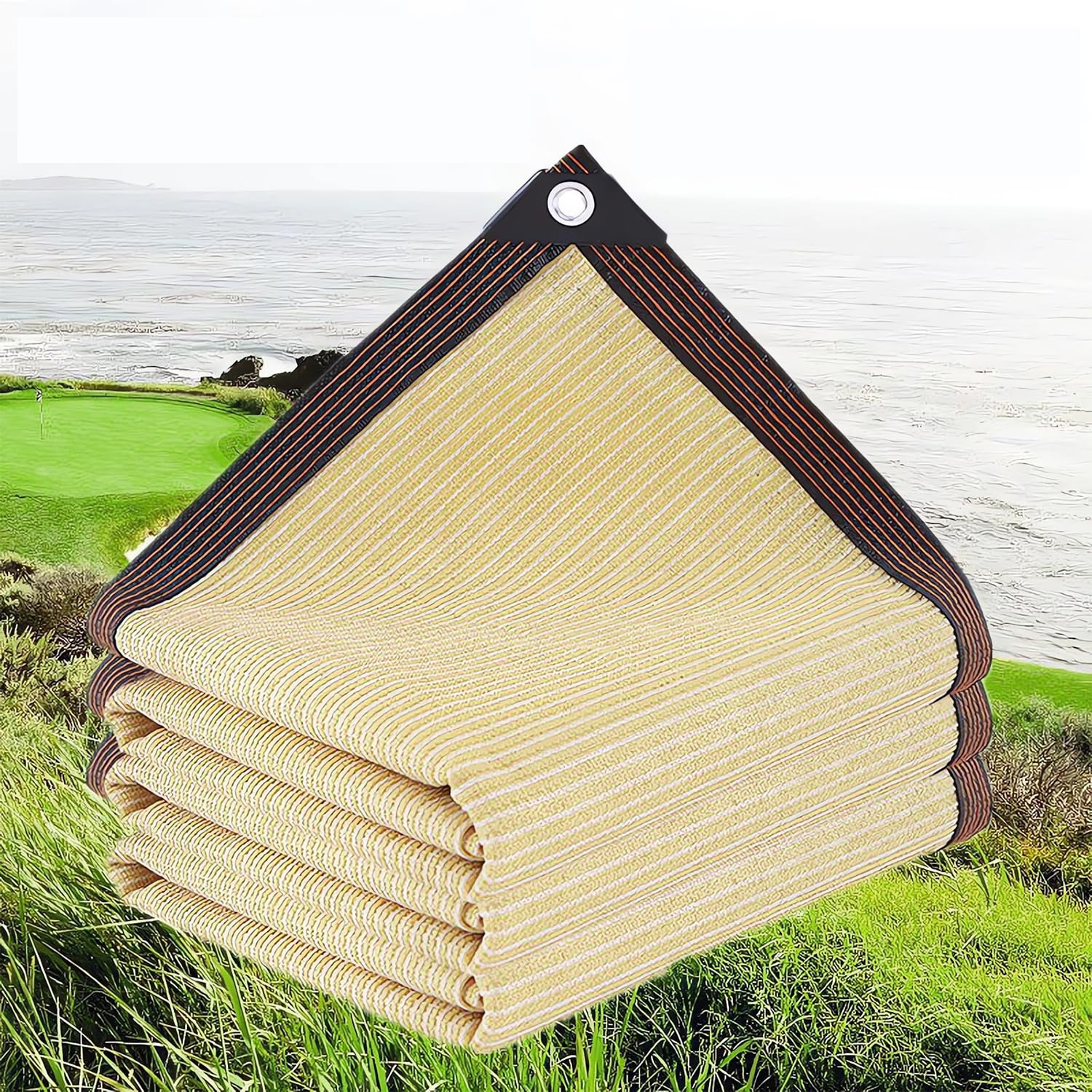 Sonnensegel,80-95% UV-Block Sonne 4x4m Schatten Segel mit Ösen Rechteckig Luftdurchlässig,Schattiernetz für Garten Innenhof Outdoor Terrasse Balkon GewäChshaus,Schattentuch,Beige