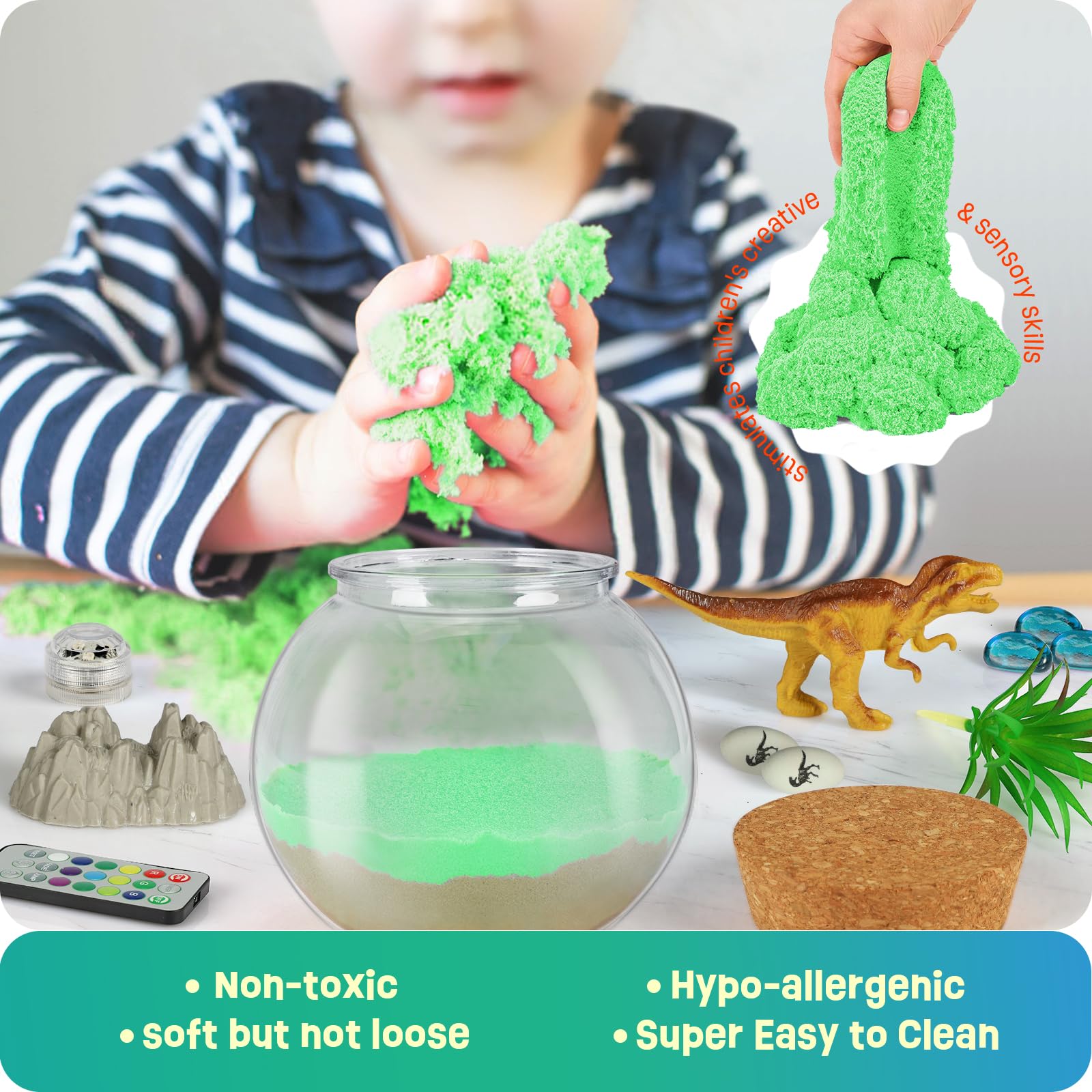Dinosaurier-Terrarium-Set, Geburtstagsgeschenk für Jungen im Alter von 4, 5, 6, 7, 8–12 Jahren, Dinosaurier Spielzeug Nachtlicht Bastelset, Weihnachts- und Ostergeschenk für Kinder
