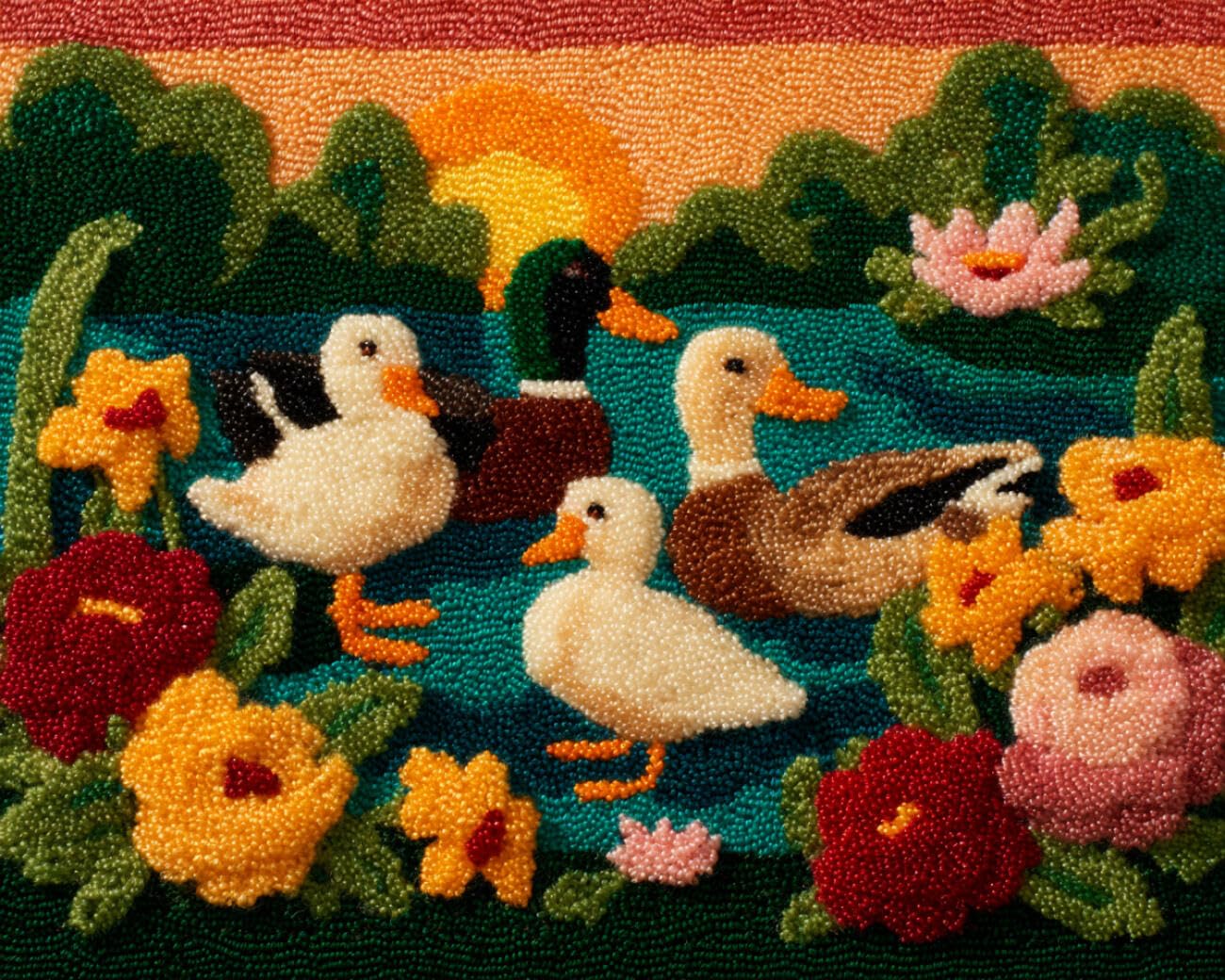 Henypt DIY Latch Hook Rug Kits Cartoon Duck 80x115cm