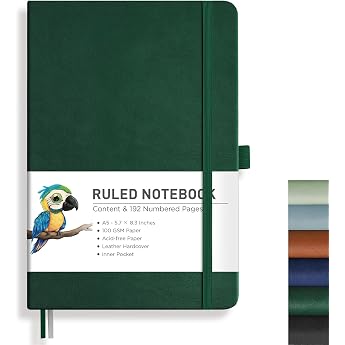 RETTACY A5 Ruled Notebook - 192 Numbered Pages 100gsm Paper