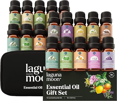 Paquete de aceites esenciales definitivos juego de regalo de 2 x 10 con bolsa de viaje y caja de regalo - para difusor, humidificador, masaje,