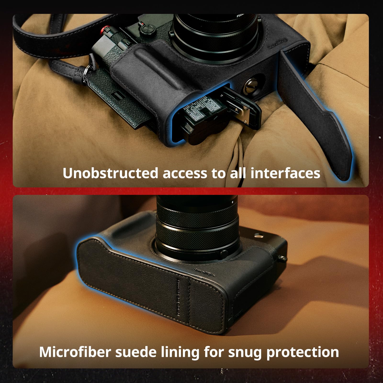 SMALLRIG Kit Custodia in Pelle per GFX100RF, Comprende Custodia in Pelle, Cuscinetto per il Pollice Nero, Tracolla e Cappuccio Concavo del Pulsante di Otturazione per FUJIFILM GFX100RF (Nero) -5267