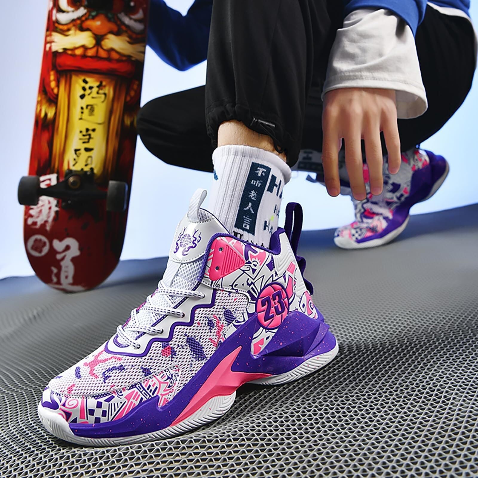 Zapatillas de Baloncesto Unisex de Malla Alta, Transpirables, Antideslizantes, Resistentes al Desgaste y prácticas.