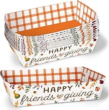 Big Dot of Happiness Fall Friends Thanksgiving Paper Food Trays, Disposable Food Boats for Friendsgiving Party, Double-Sided Meal Holders for Nachos, Hot Dogs, French Fries - 12 Ct