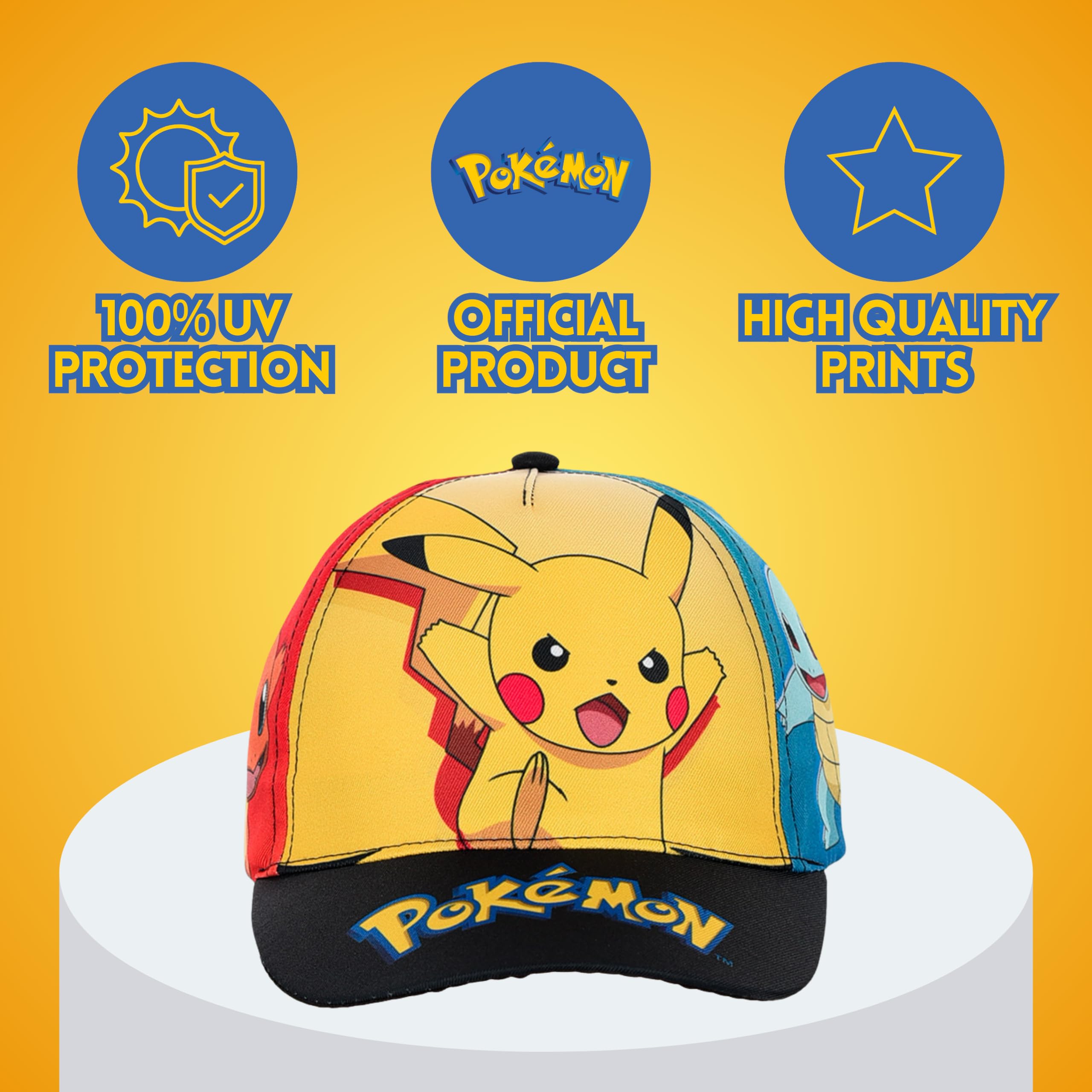 Pokémon Gorro para Niños, Gorra de Beisbol Pikachu Bulbasaur Squirtle Charmander Eevee Gorra de Verano Infantil