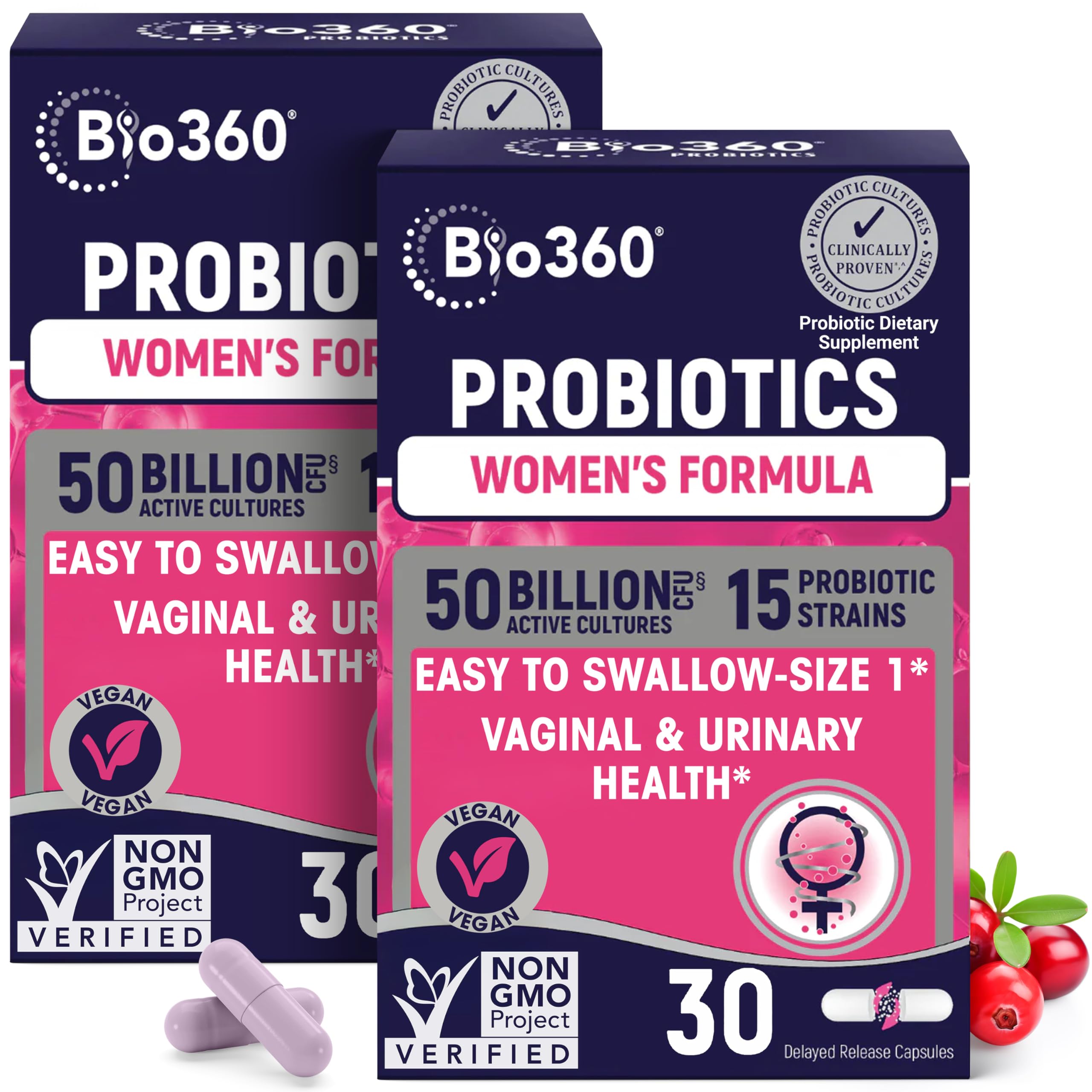 Probiotics for Women Vaginigal Health - Supports pH Balance, Vaginal, Urinary, & Digestive Health - 50 Billion CFU & 15 Unique Strains for Healthy Vaginal Odor & Vaginal Flora - Shelf Stable