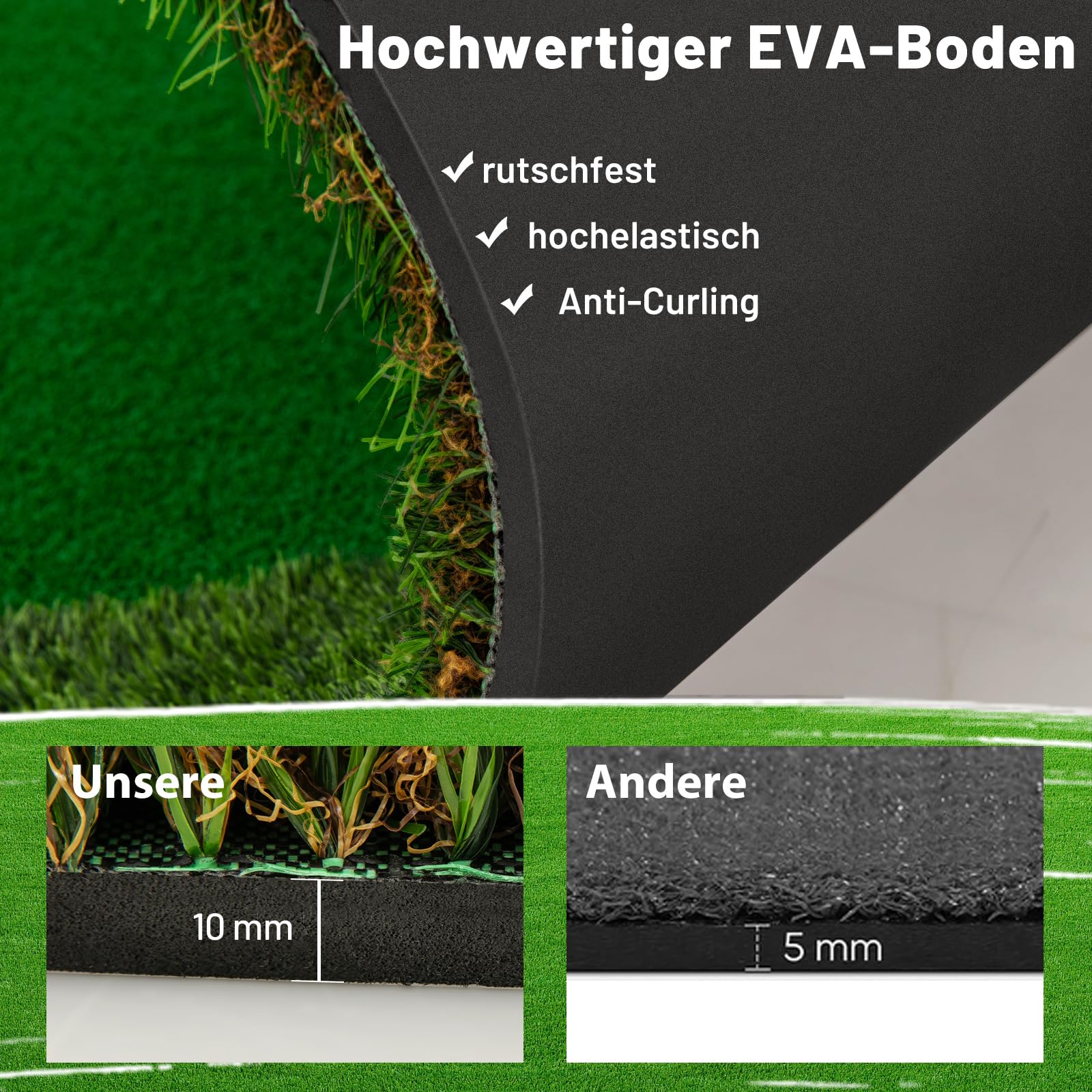 COSTWAY 300 cm Golf Puttingmatte, Golfmatte mit Kunstrasen, Golfbälle, 3 Löchern, 3 Fahnen & Putting Cups, Übungsmatte faltbar für Indoor & Outdoor, Putting Green Golf Trainingsmatte für Zuhause