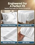 Lane Linen 600 TC 100% Cotton Bed Sheets Double Set, Deep Pocket - White | 15" Deep Pocket, Soft and Cooling, Snug Fit on Double Bed, Sateen Weave, Hotel Bedding Sheets Set