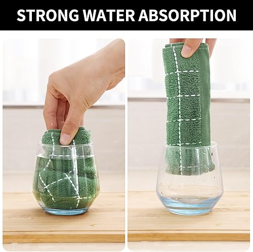 Miniatura 50 de Homaxy Toallas de cocina de rizo 100% algodón (gris oscuro, 13 x 28 pulgadas), diseño a cuadros, suaves y súper absorbentes, paquete de 6