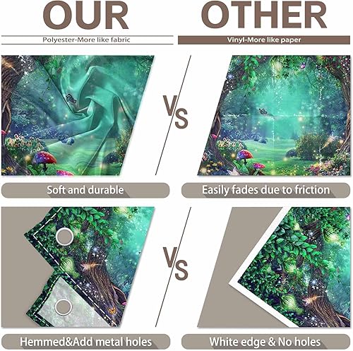 Miniatura 5 de Telón de fondo de tela de bosque encantado de 6 x 8 pies, cuento de hadas, país de las maravillas y hongos, fondo de fotografía para niños y niñas,