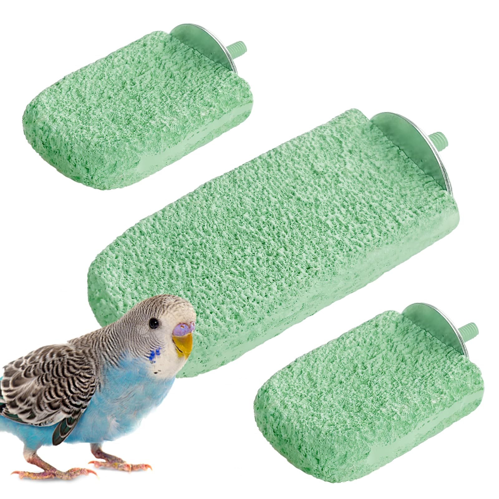 3Pcs Beak Grinder for Birds: Parakeet Beak Grinding Stone&Nail Trimming Perch-Flat Perches for Bird Cages,Budgie Cage Accessories